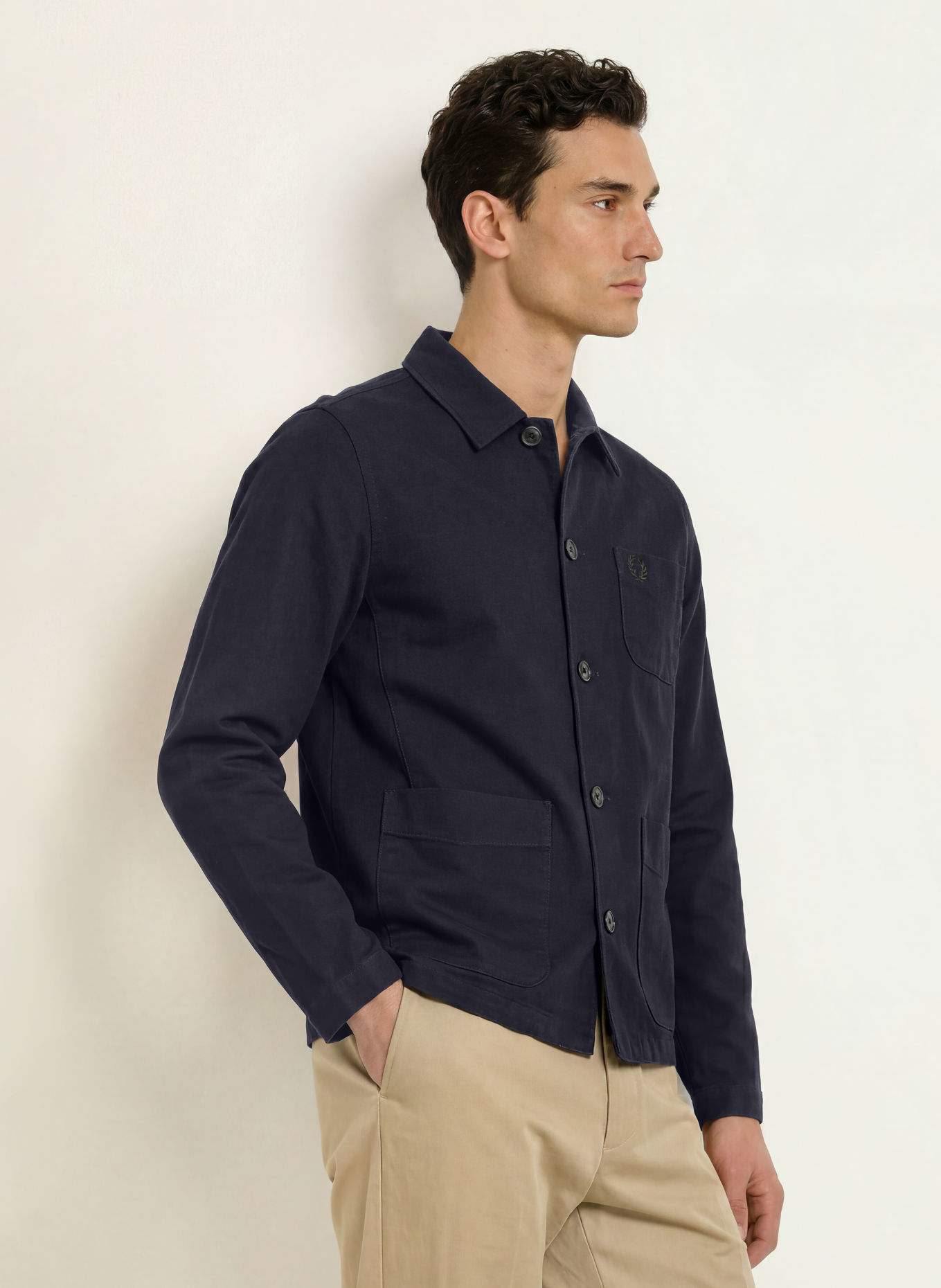FRED PERRY Cord-Overshirt: DUNKELBLAU