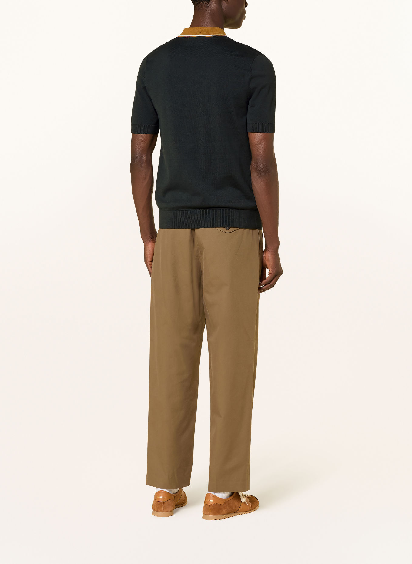 FRED PERRY Knit polo shirt: DARK GREEN / COGNAC
