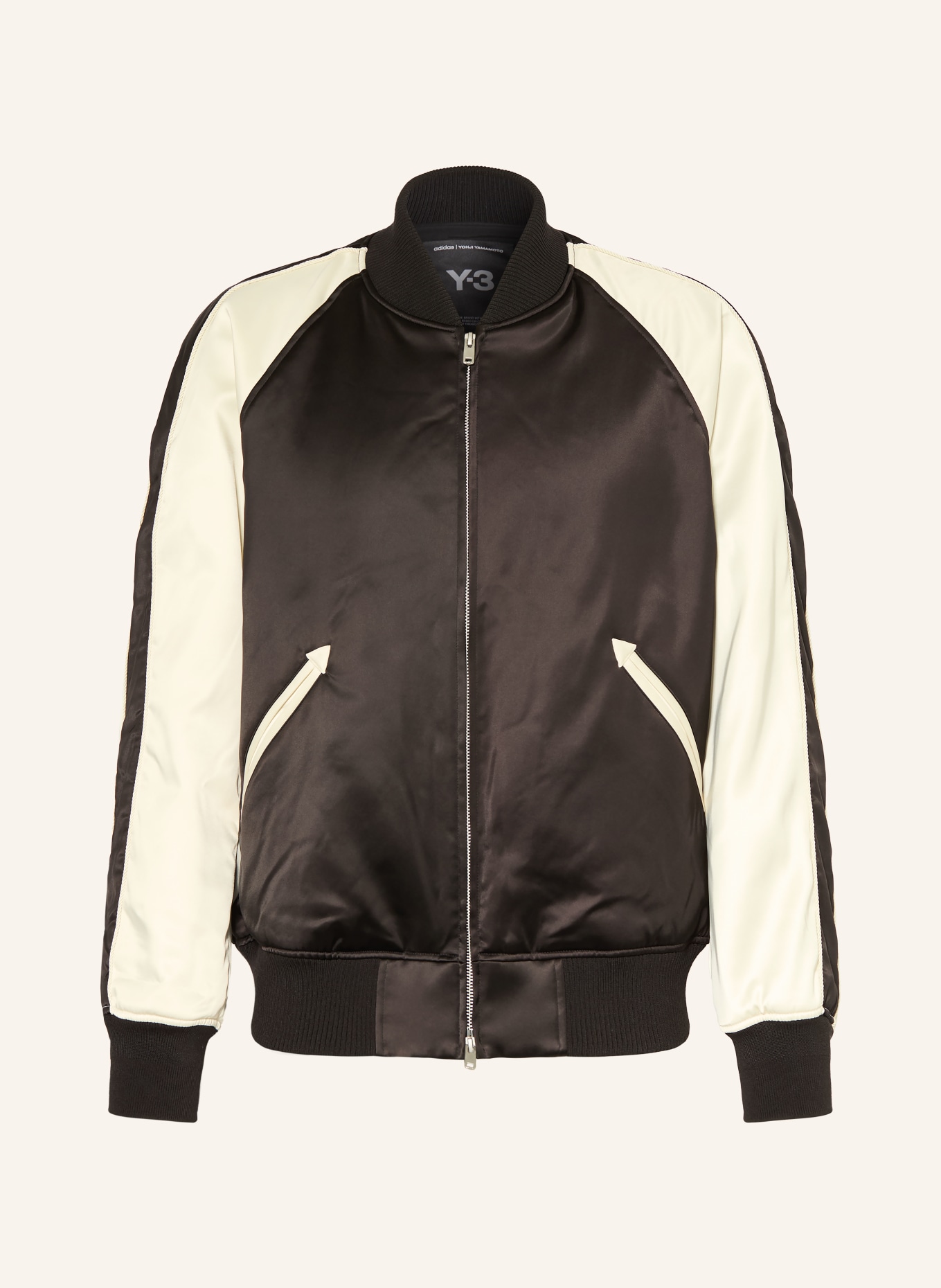 Y-3 Blouson Y3-LIQUID LOGO SATIN: ZWART / WIT