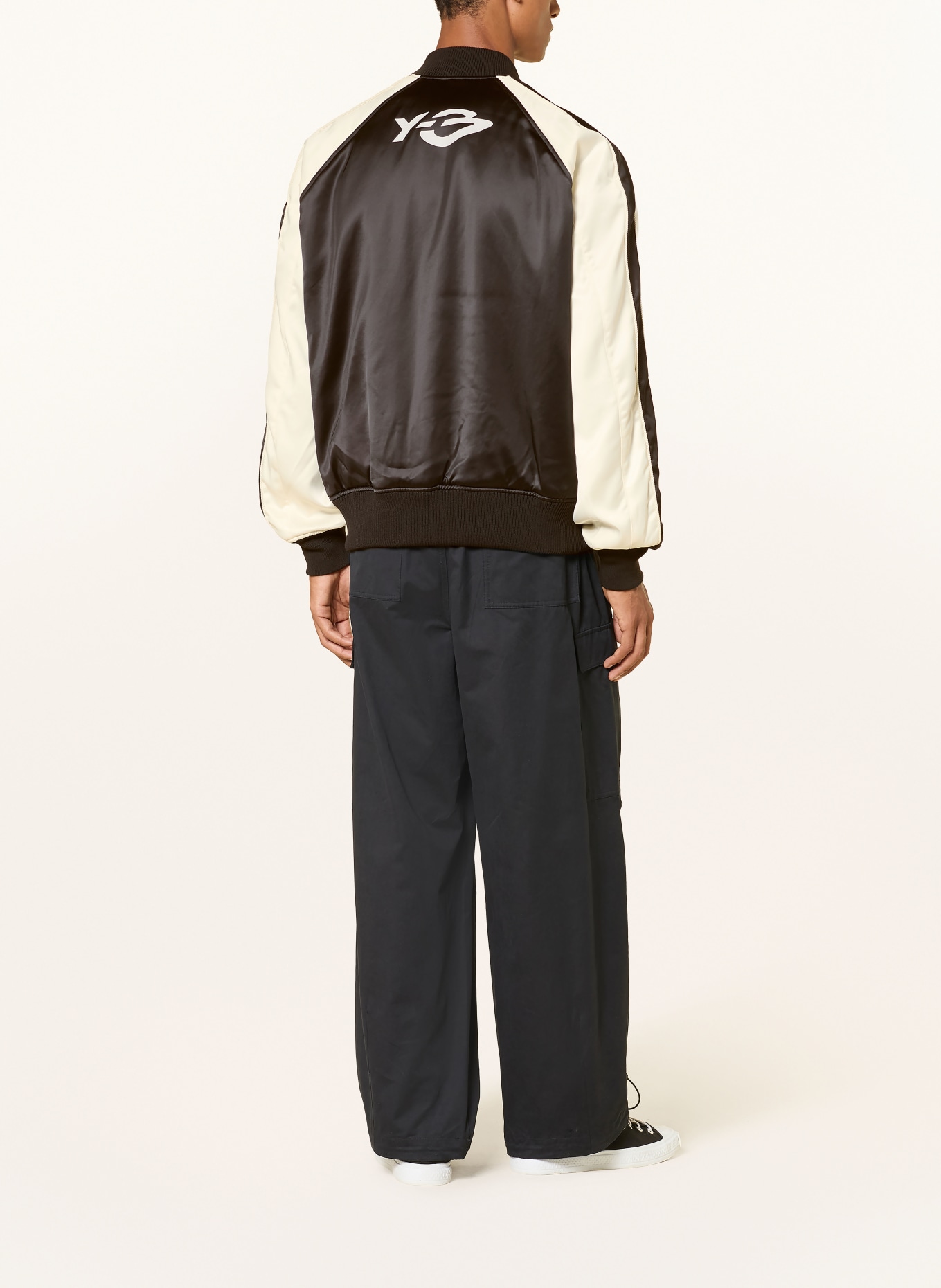 Y-3 Blouson Y3-LIQUID LOGO SATIN: ZWART / WIT