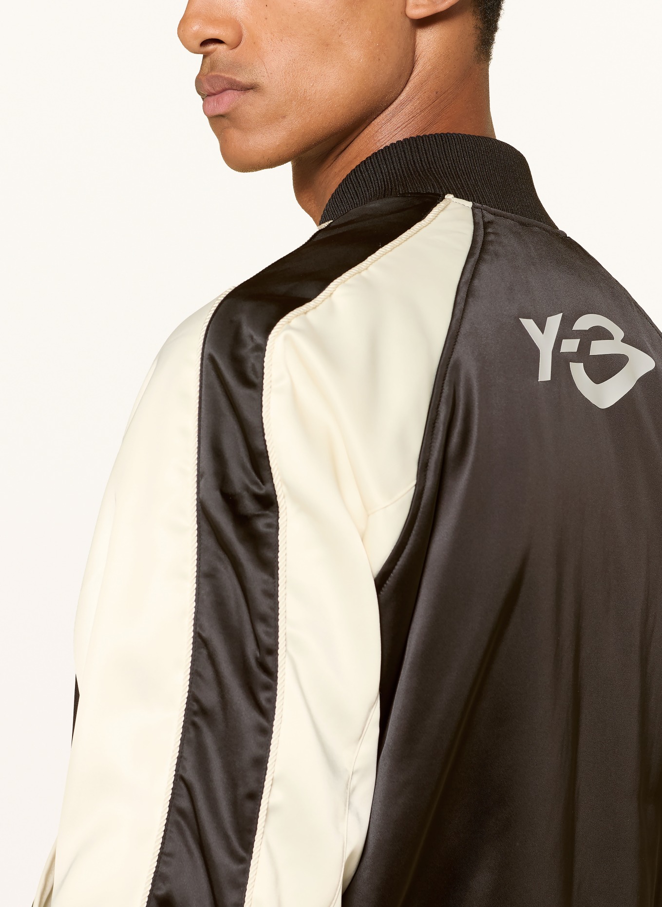 Y-3 Blouson Y3-LIQUID LOGO SATIN: ZWART / WIT