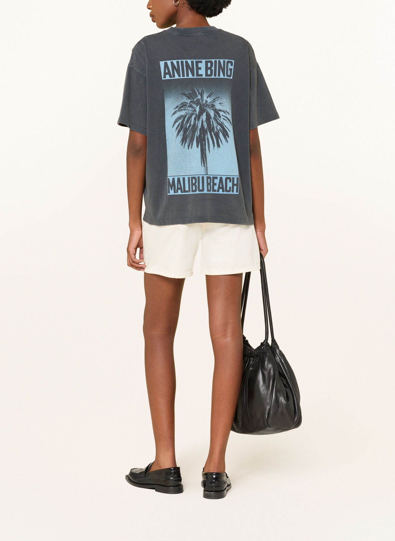 ANINE BING CADE T-shirt: DARK GRAY / LIGHT BLUE