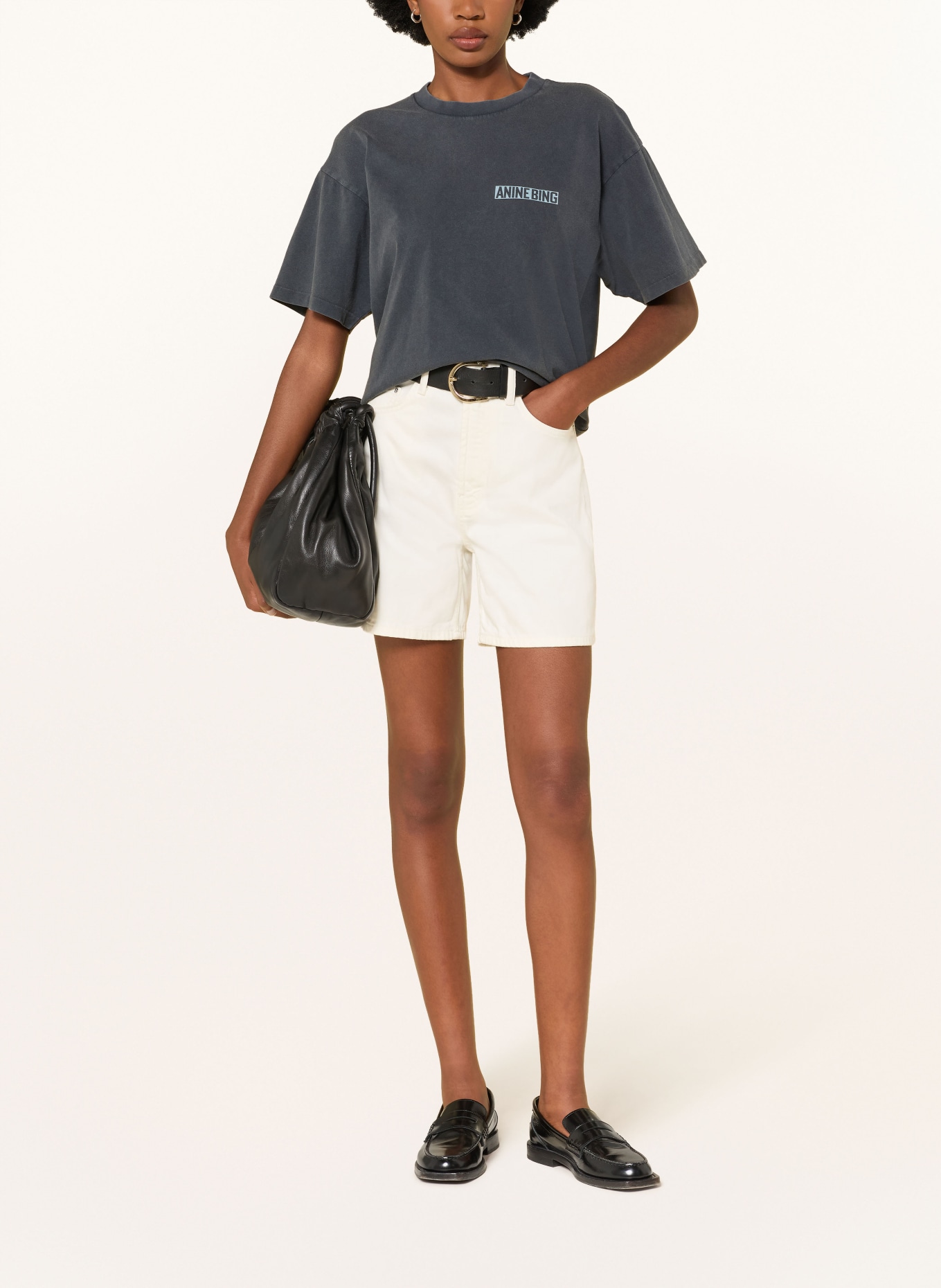 ANINE BING CADE T-shirt: DARK GRAY / LIGHT BLUE
