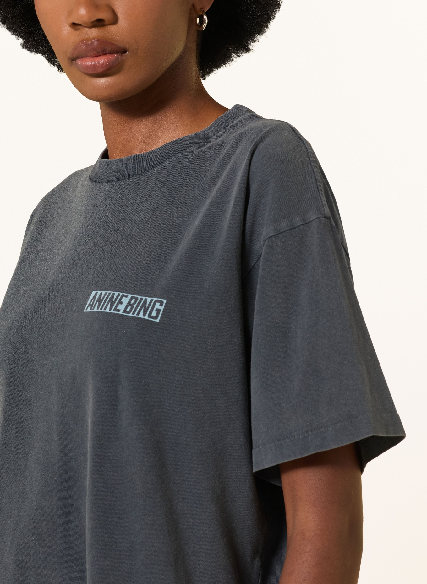 ANINE BING CADE T-shirt: DARK GRAY / LIGHT BLUE