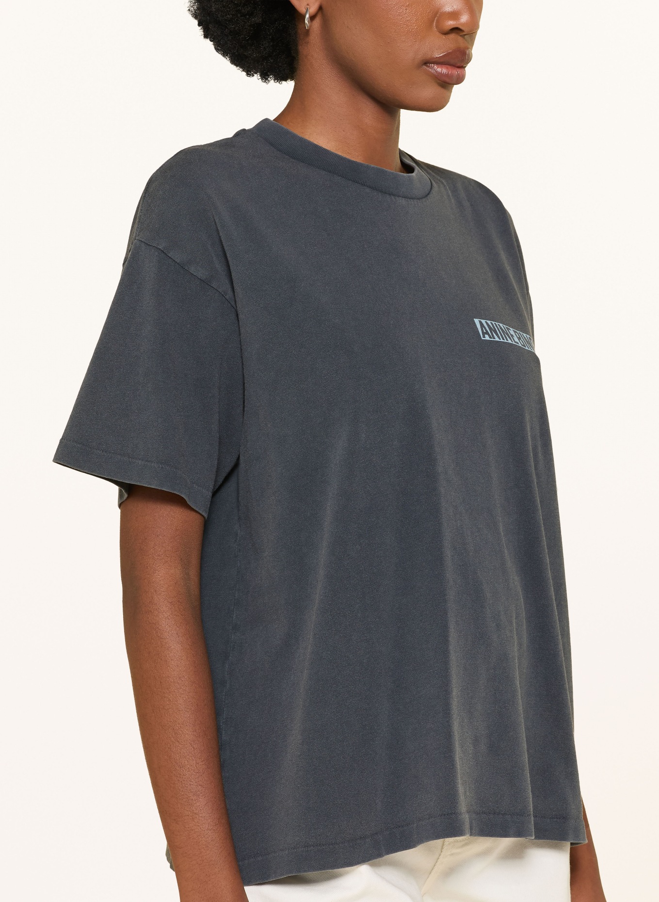 ANINE BING CADE T-shirt: DARK GRAY / LIGHT BLUE
