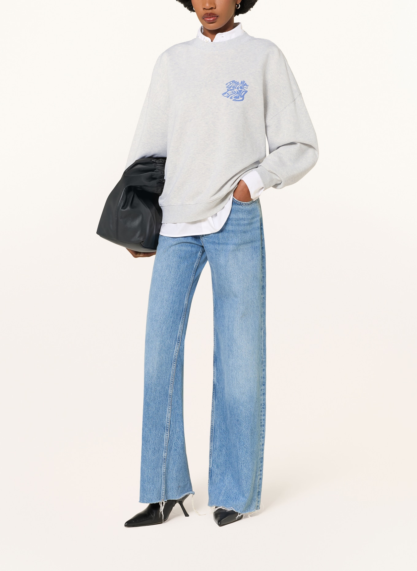 ANINE BING Sweatshirt: GRAU / BLAU