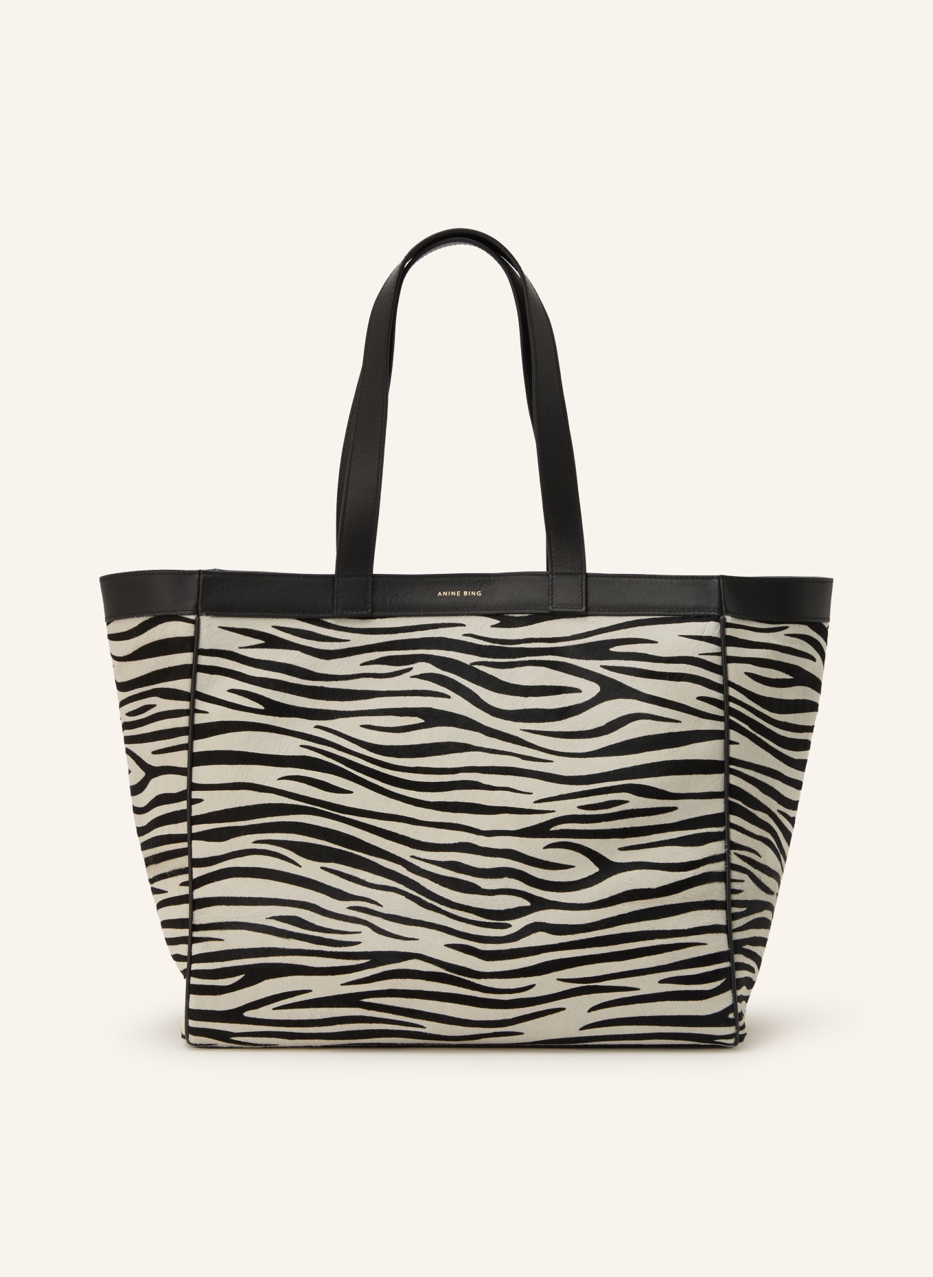 ANINE BING Shoppers RIO MEDIUM: ZWART / WIT