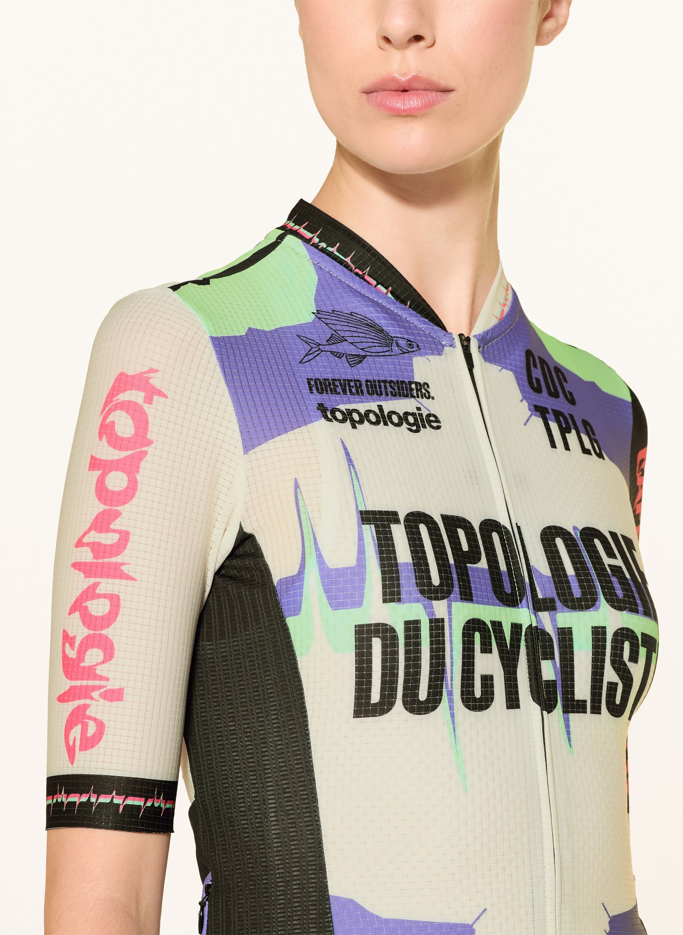 CAFÉ DU CYCLISTE Cyklistický dres BERGIDA TOPOLOGIE: MÁTOVÁ / FIALOVÁ / ČERNÁ