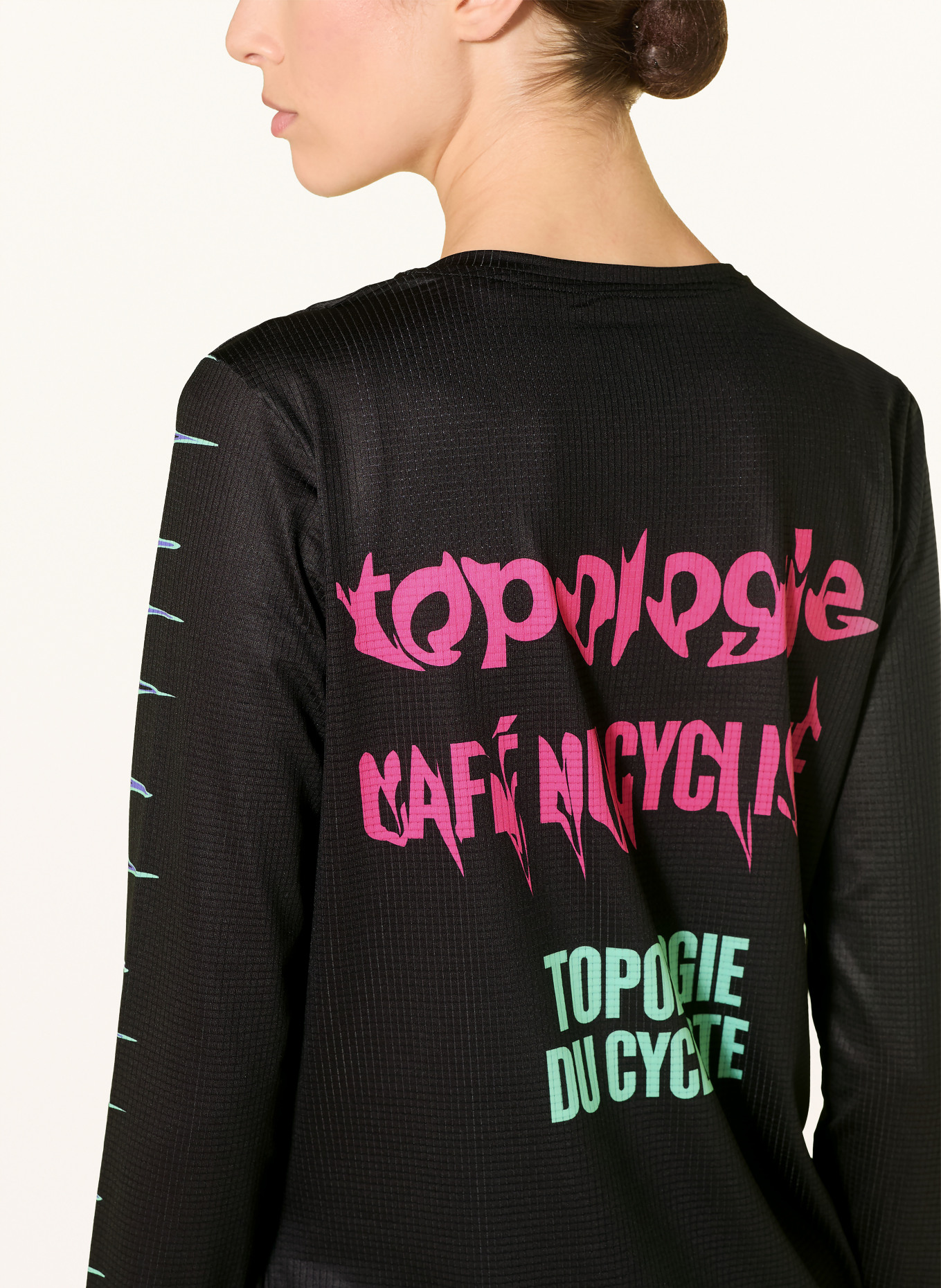 CAFÉ DU CYCLISTE Tričko s dlouhým rukávem AMBRE TOPOLOGIE: ČERNÁ / RŮŽOVÁ / MÁTOVÁ