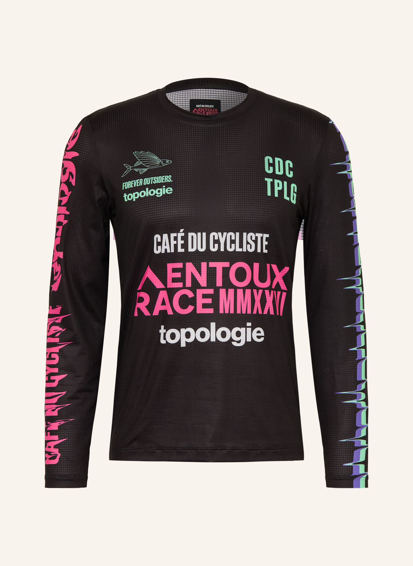 CAFÉ DU CYCLISTE Longsleeve AMBRE TOPOLOGIE: ZWART / ROZE / MINT