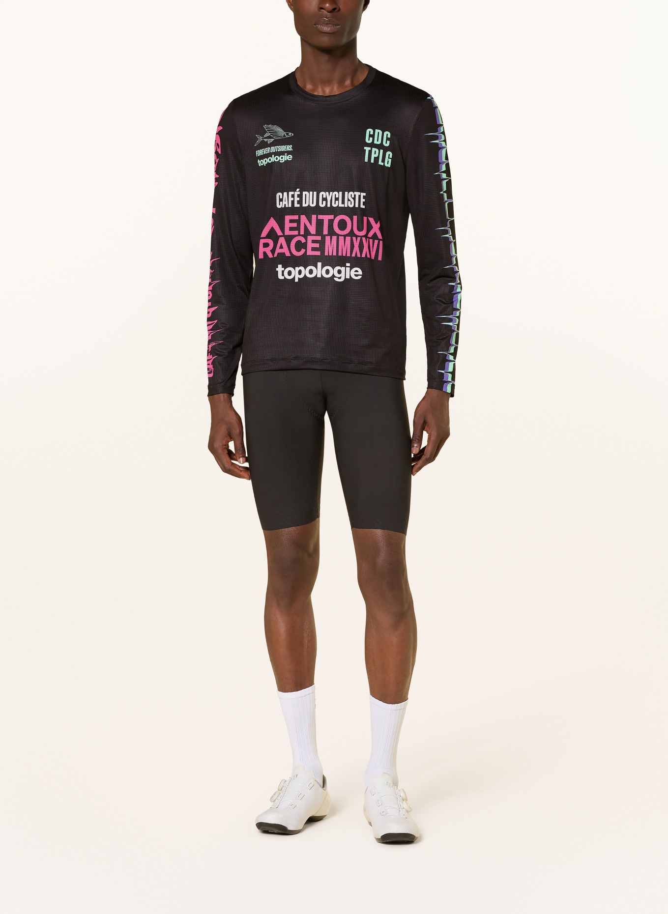 CAFÉ DU CYCLISTE Longsleeve AMBRE TOPOLOGIE: ZWART / ROZE / MINT