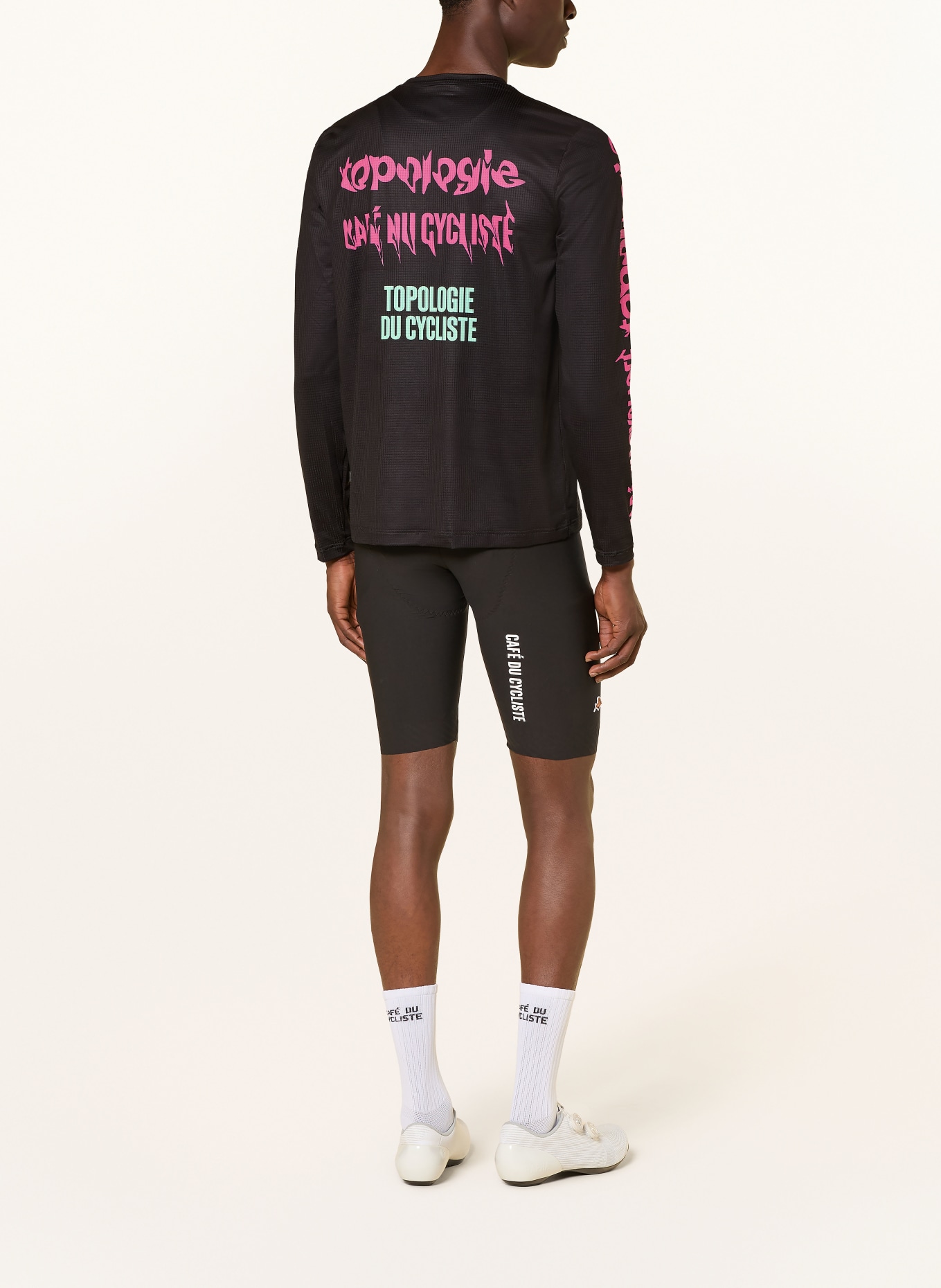 CAFÉ DU CYCLISTE Longsleeve AMBRE TOPOLOGIE: ZWART / ROZE / MINT
