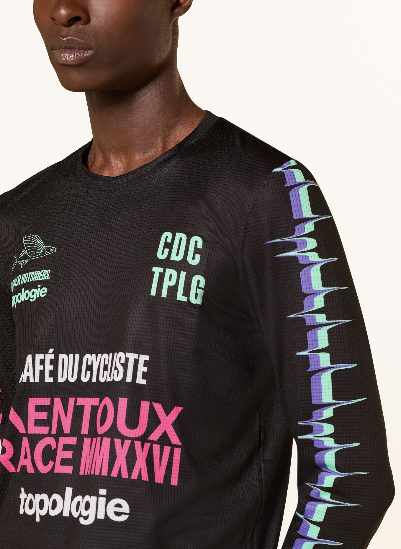 CAFÉ DU CYCLISTE Longsleeve AMBRE TOPOLOGIE: ZWART / ROZE / MINT
