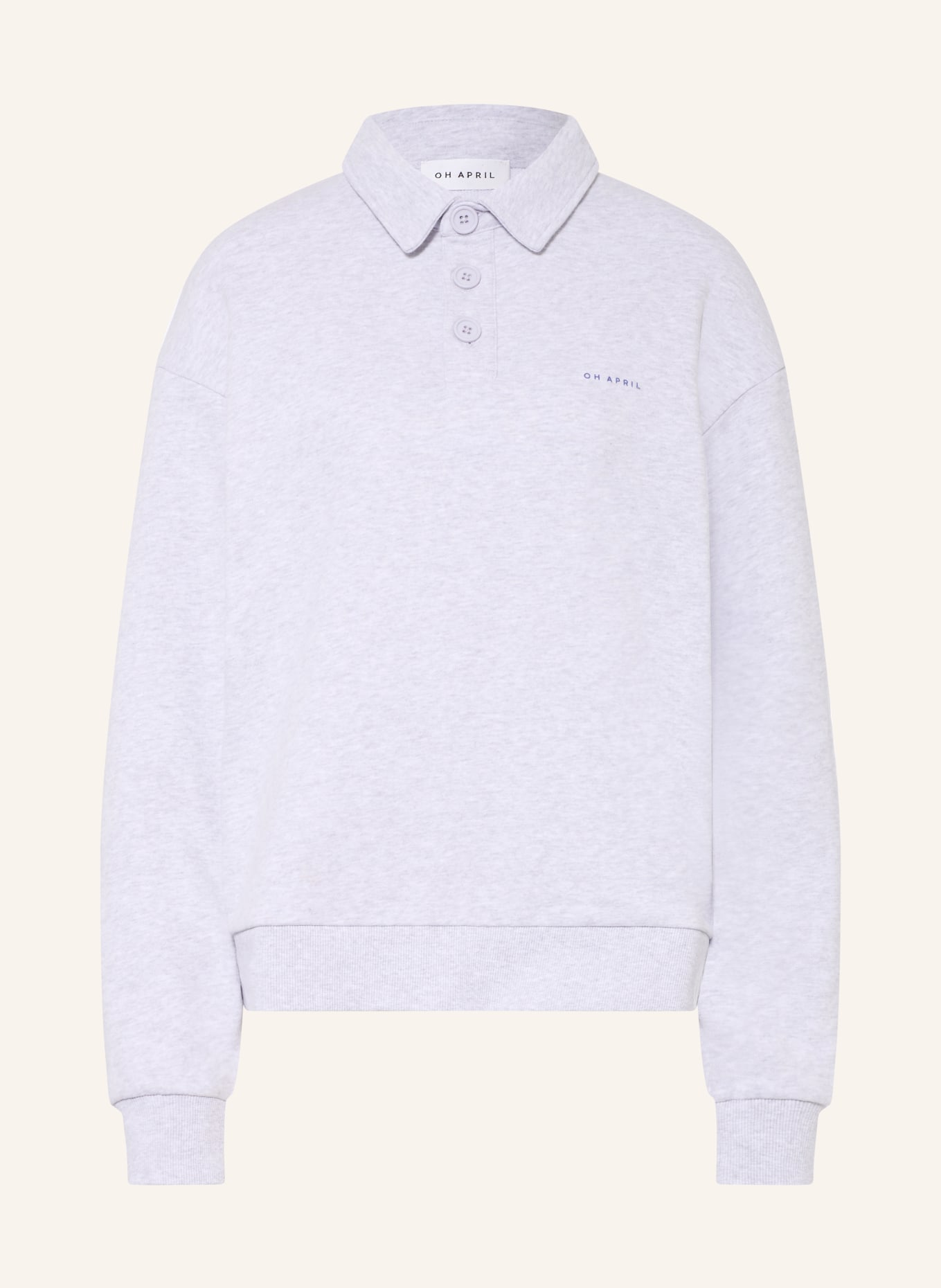 OH APRIL EVERYWHERE Sweat Polo Shirt: LIGHT GRAY / BLUE
