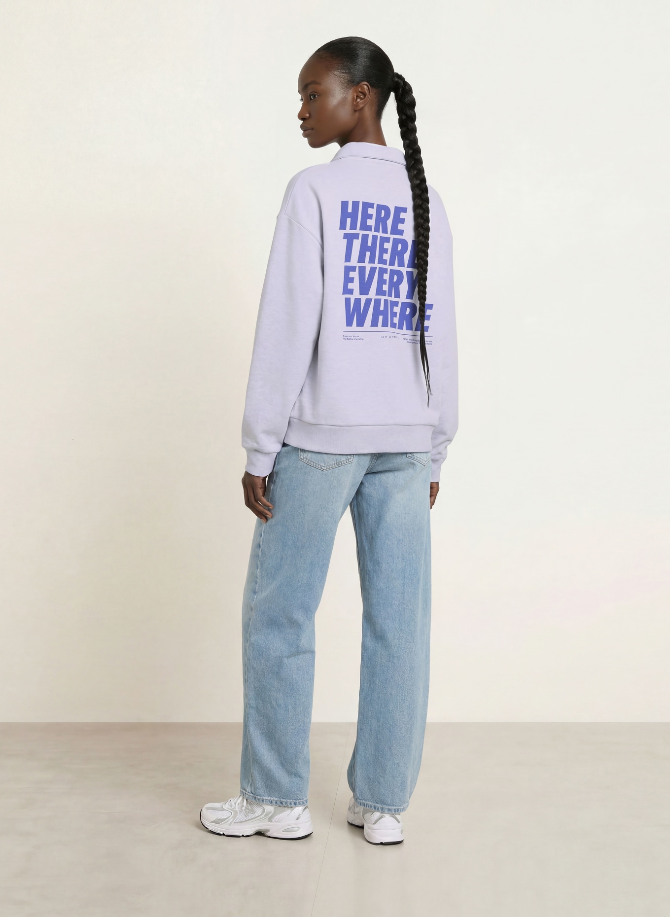 OH APRIL EVERYWHERE Sweat Polo Shirt: LIGHT GRAY / BLUE