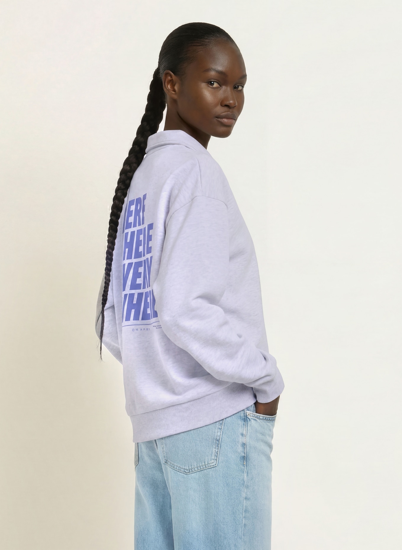 OH APRIL EVERYWHERE Sweat Polo Shirt: LIGHT GRAY / BLUE