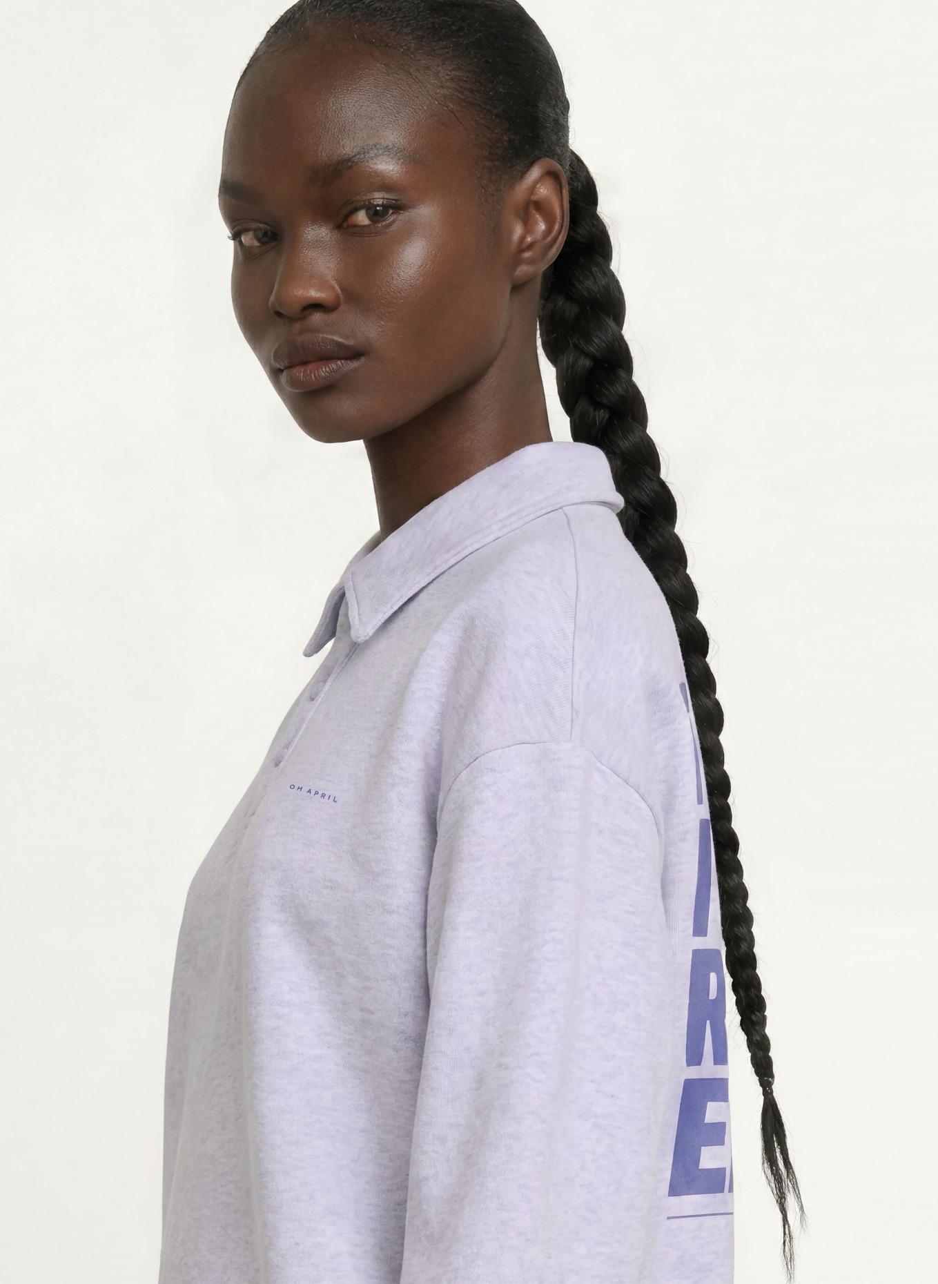 OH APRIL EVERYWHERE Sweat Polo Shirt: LIGHT GRAY / BLUE