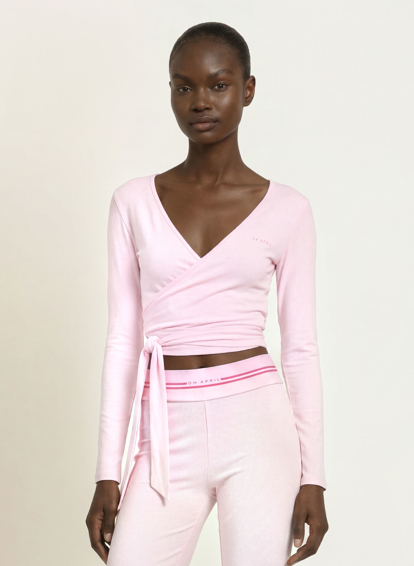 OH APRIL LUCA Wrap Cardigan: LIGHT PINK