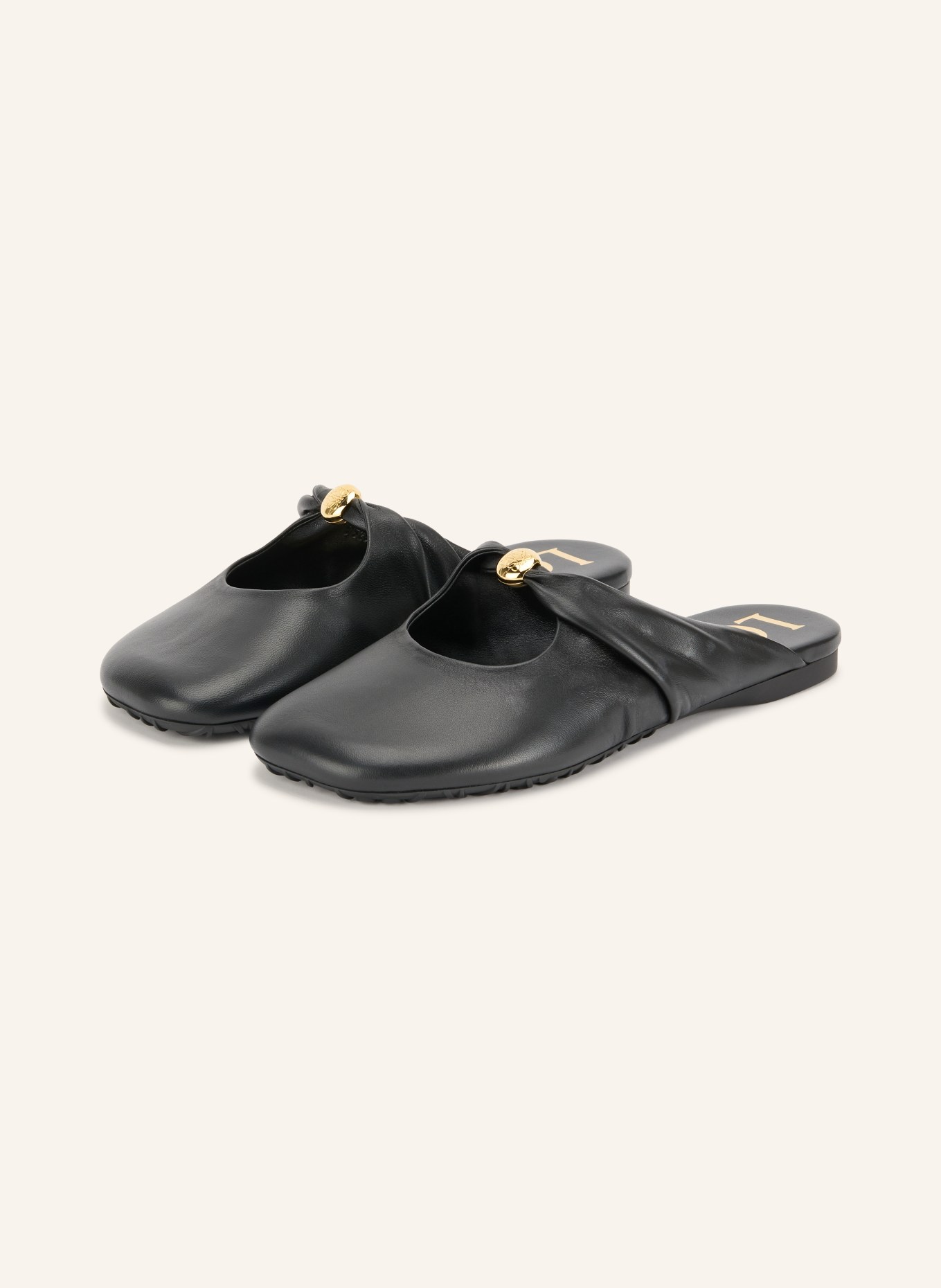 LOEWE Muiltjes PEBBLE SOFT: ZWART / GOUD