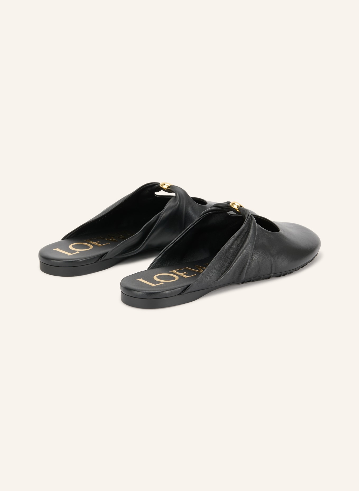 LOEWE Muiltjes PEBBLE SOFT: ZWART / GOUD