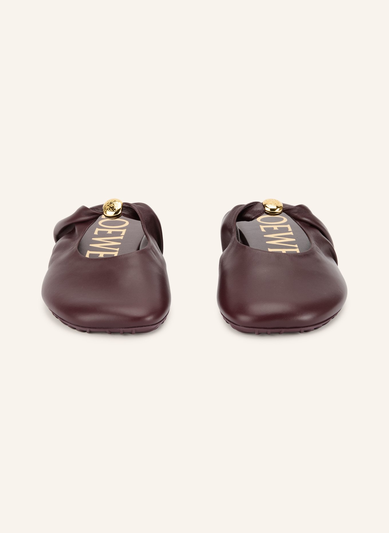 LOEWE Muiltjes PEBBLE SOFT: DONKERROOD / GOUD