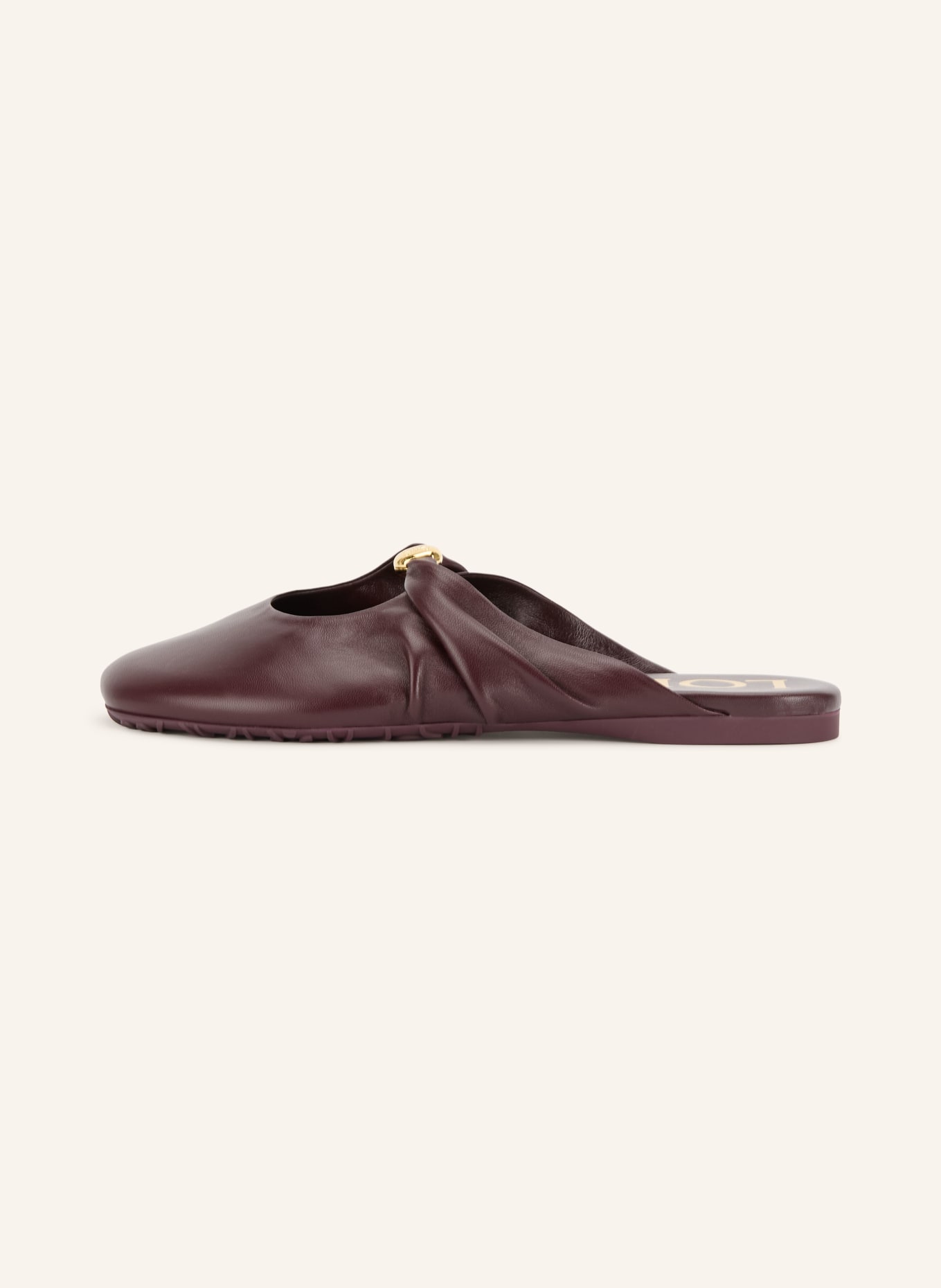 LOEWE Muiltjes PEBBLE SOFT: DONKERROOD / GOUD
