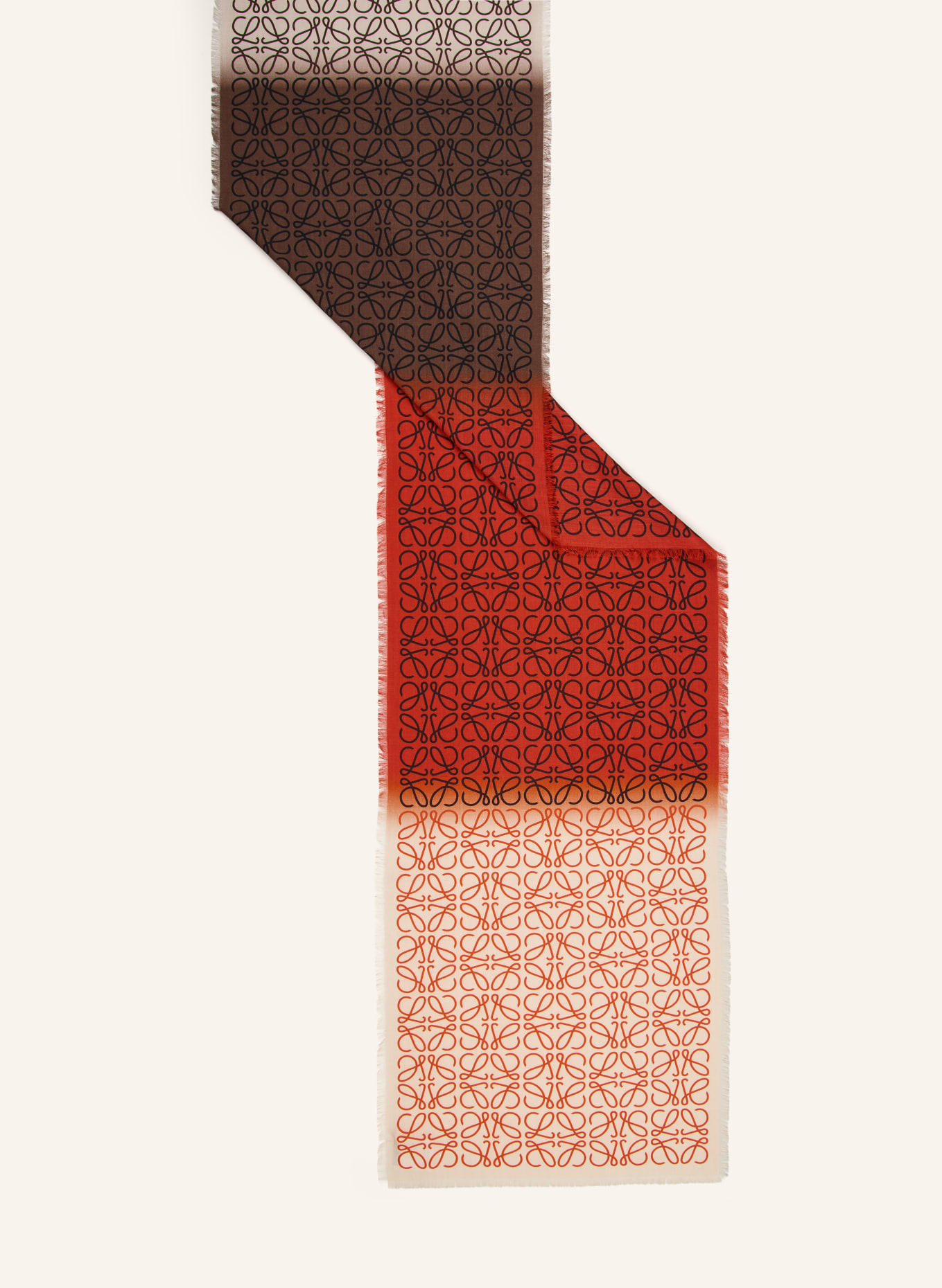 LOEWE Scarves: DARK ORANGE / DARK BROWN / BEIGE