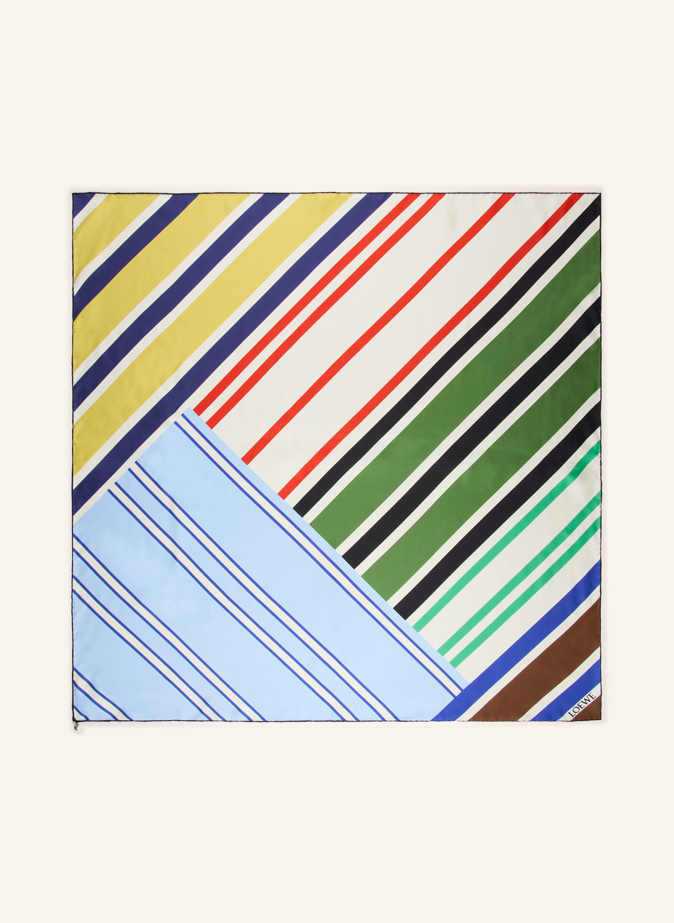 LOEWE Silk scarf: GREEN / YELLOW / BLUE
