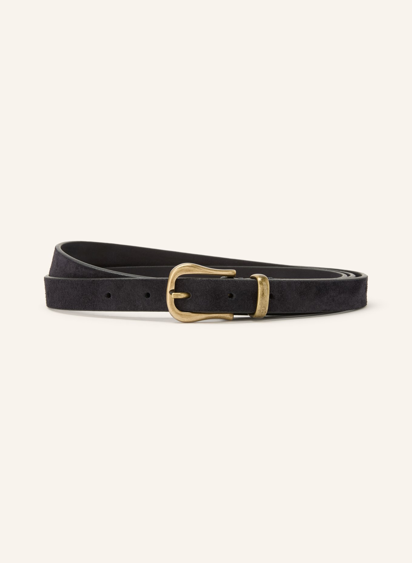 POST & CO Leren riem ALICANTE: ZWART / GOUD