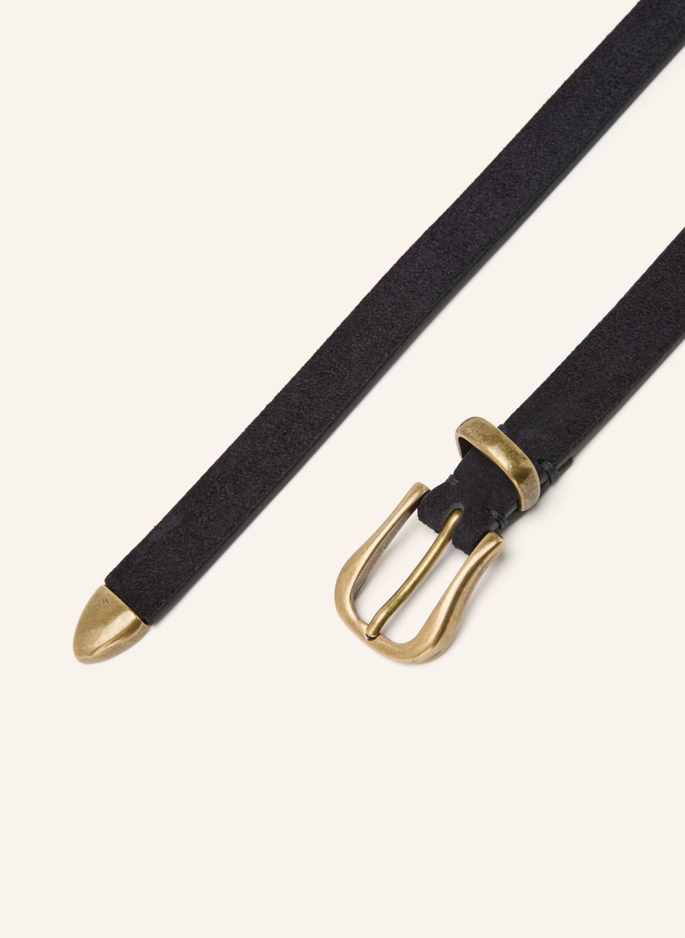 POST & CO Leren riem ALICANTE: ZWART / GOUD
