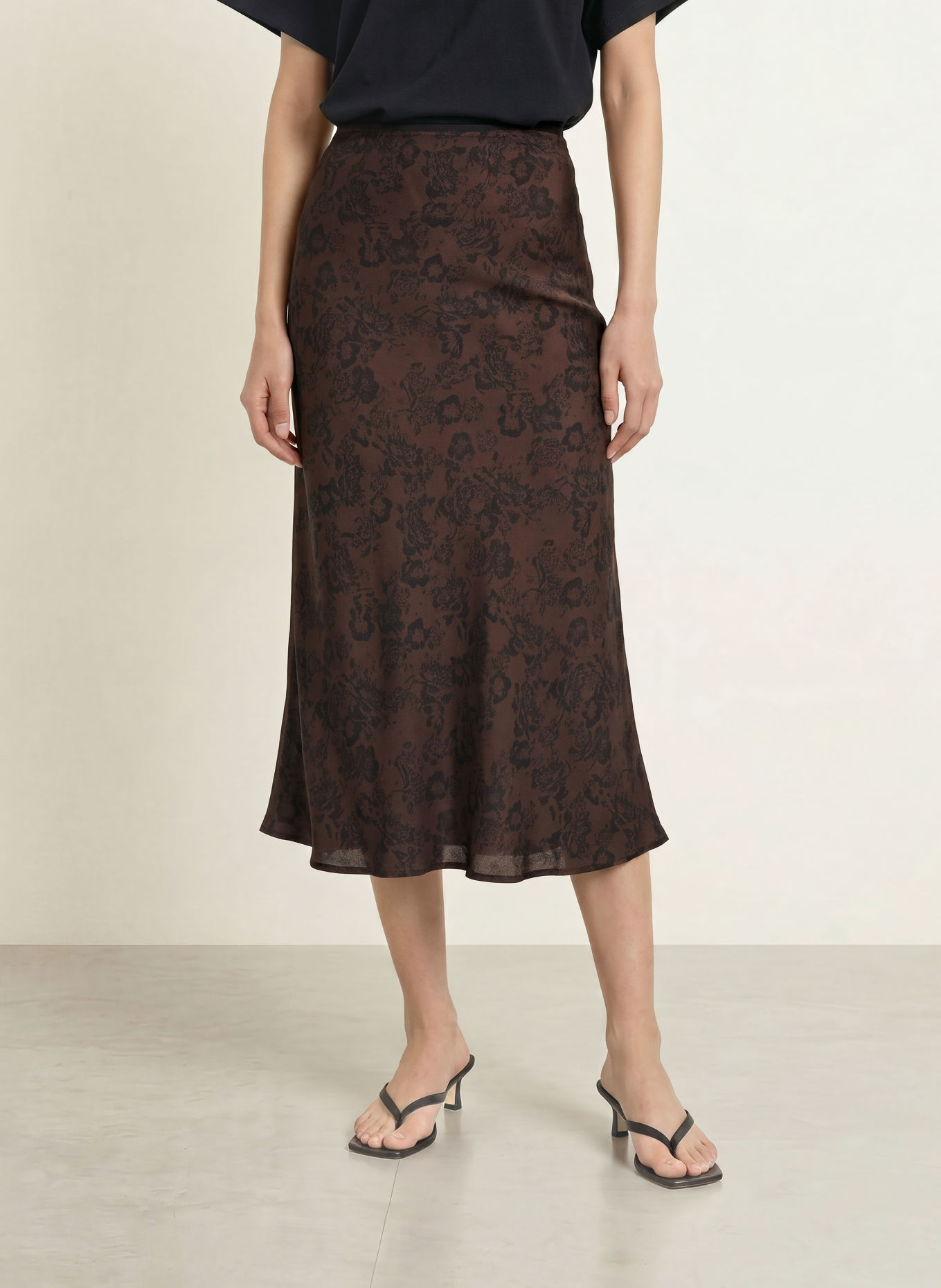 Part Two Satijnen rok CANDICEPW: BRUIN / ZWART