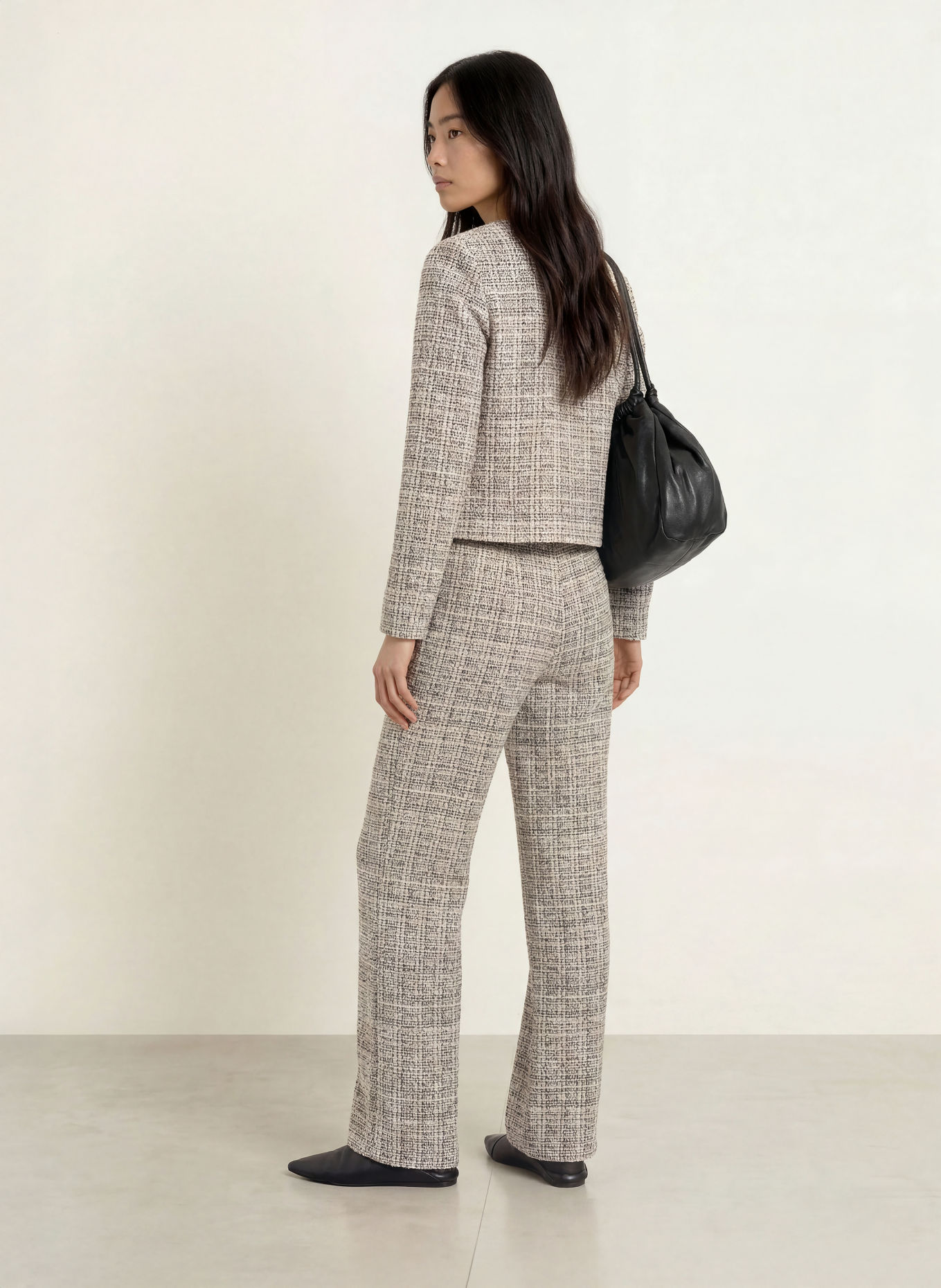 Joseph Ribkoff Marlene-broek van bouclé: CRÈME / CAMEL / ZWART