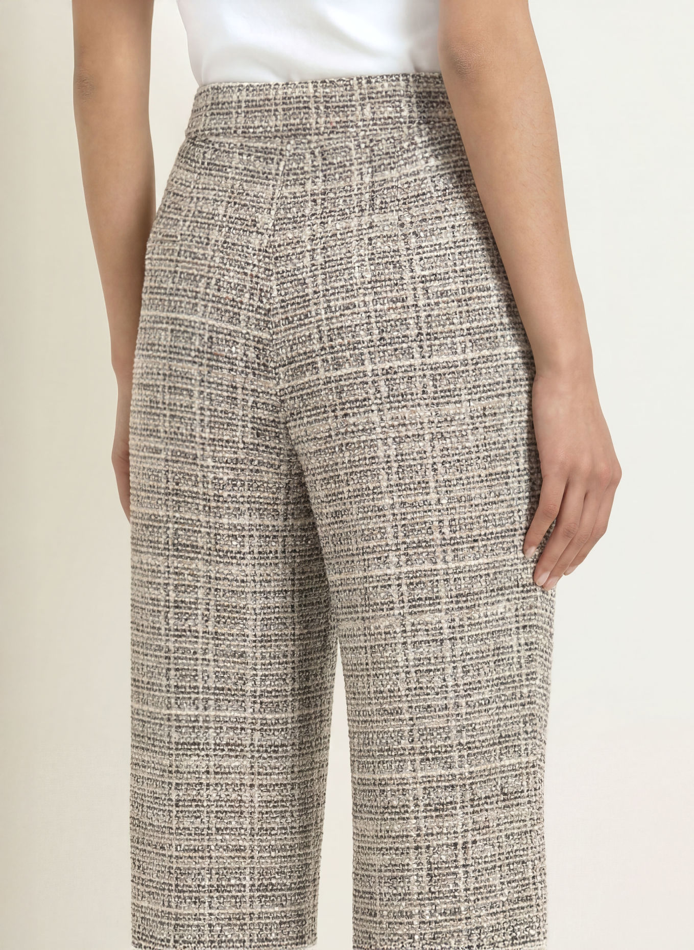 Joseph Ribkoff Marlene-broek van bouclé: CRÈME / CAMEL / ZWART