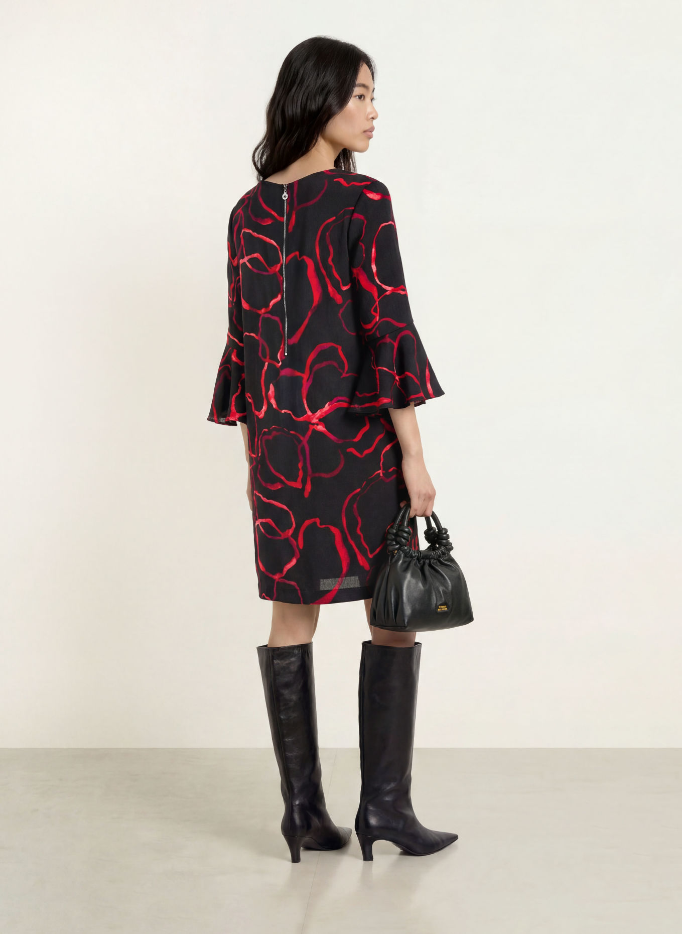 Joseph Ribkoff Robe à manches 3/4: NOIR / ROUGE