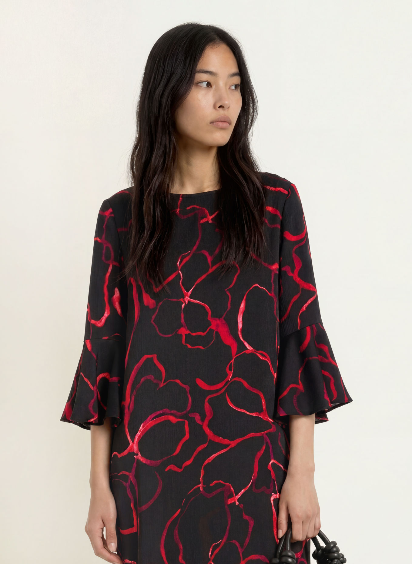 Joseph Ribkoff Robe à manches 3/4: NOIR / ROUGE