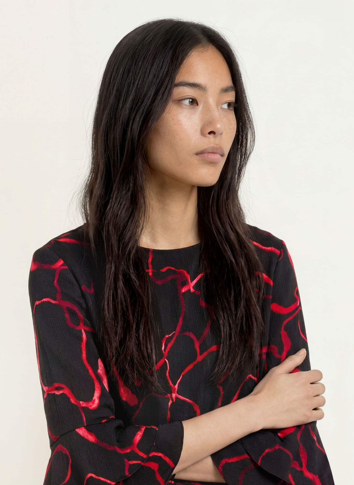 Joseph Ribkoff Robe à manches 3/4: NOIR / ROUGE