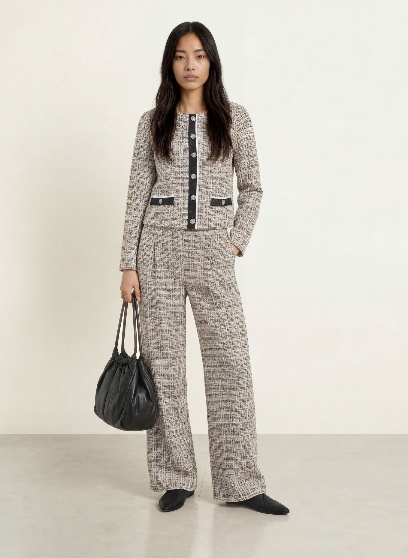 Joseph Ribkoff Bouclé Blazer: BRUIN / BEIGE / WIT