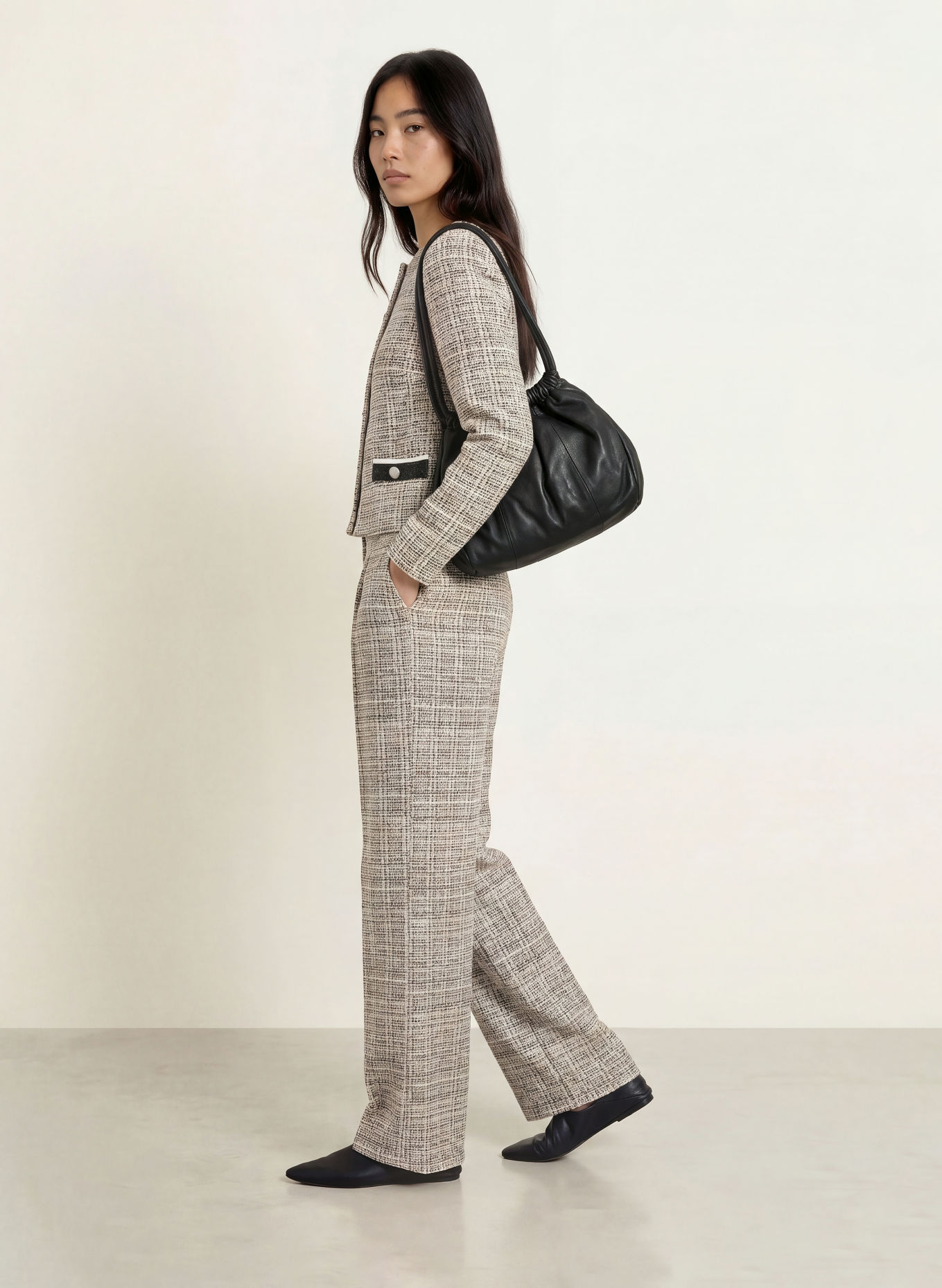 Joseph Ribkoff Bouclé Blazer: BRUIN / BEIGE / WIT