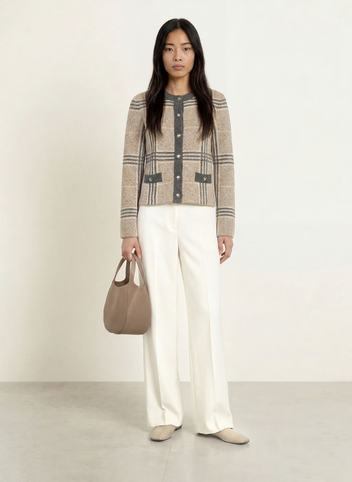 Joseph Ribkoff Cardigan: BEIGE / CREAM / DARK GRAY