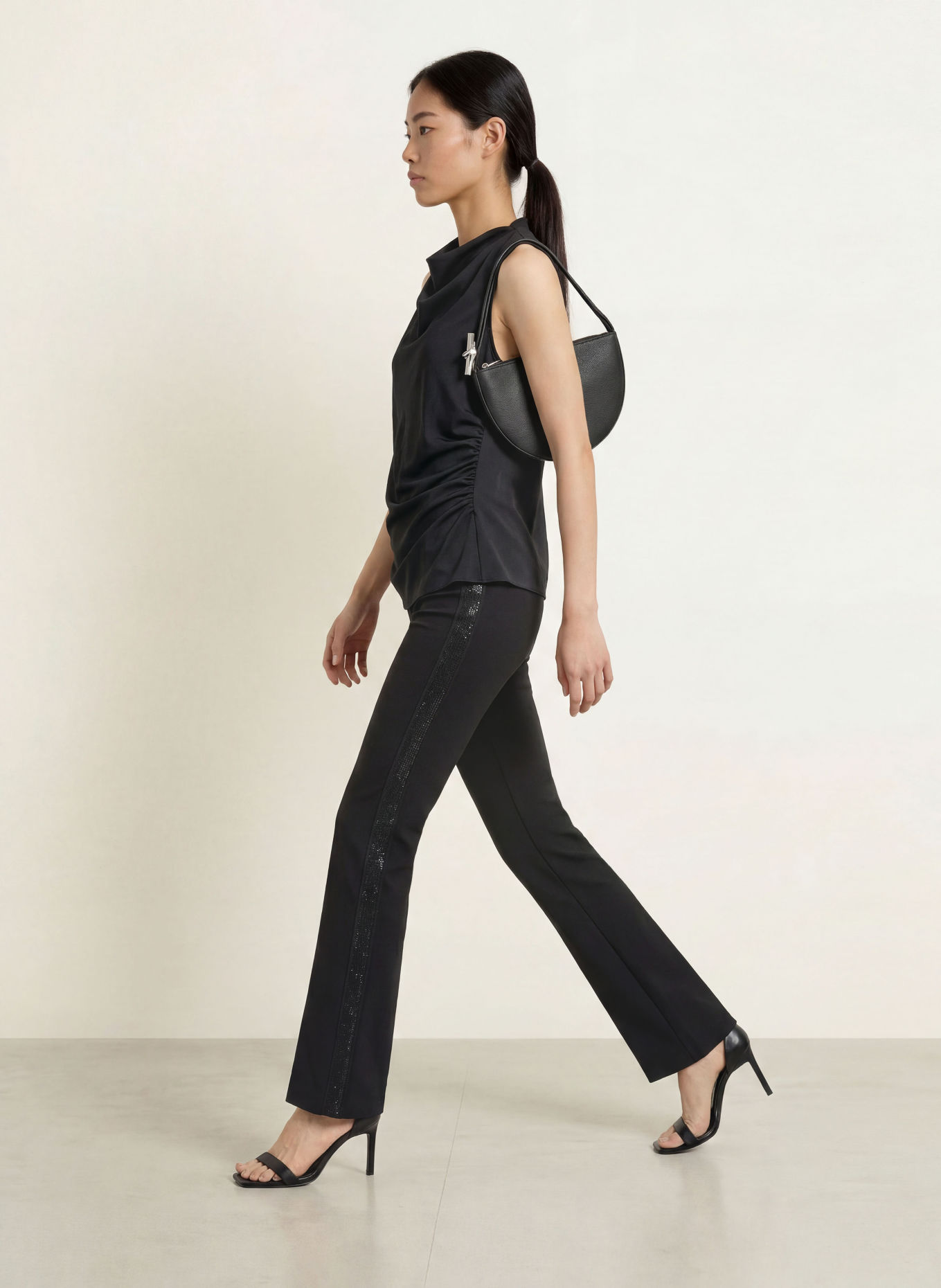 Joseph Ribkoff Bootcut trousers with rhinestones: BLACK