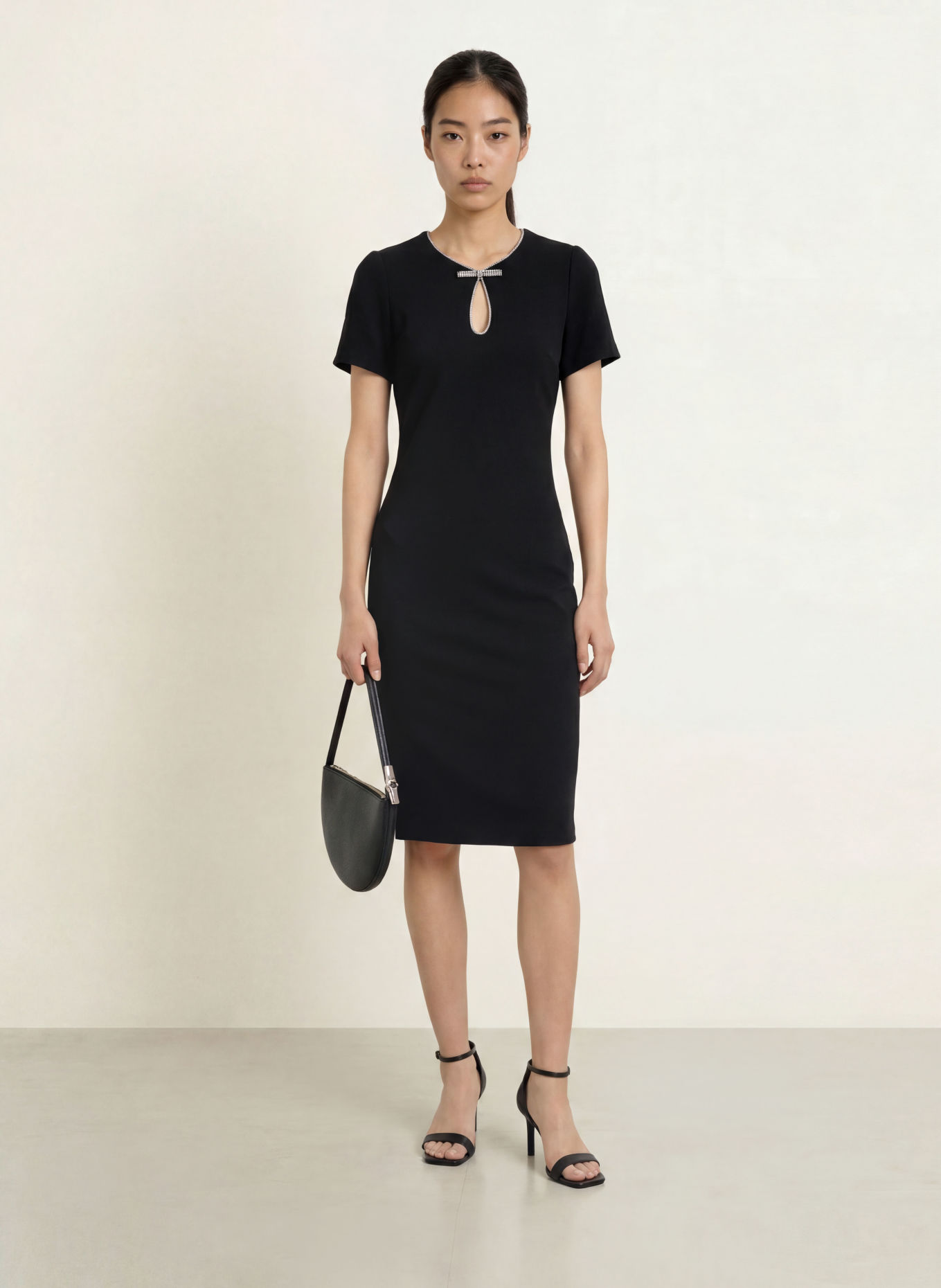 Joseph Ribkoff Sheath dress with rhinestones: BLACK
