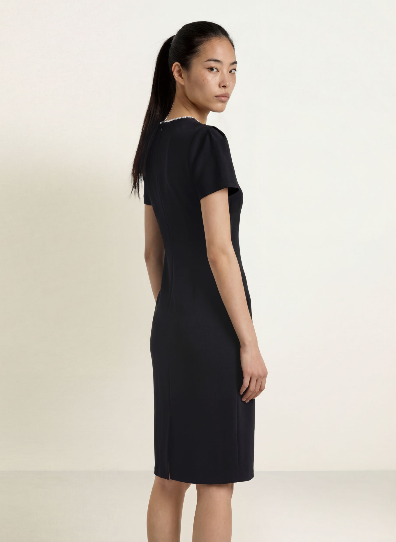Joseph Ribkoff Sheath dress with rhinestones: BLACK