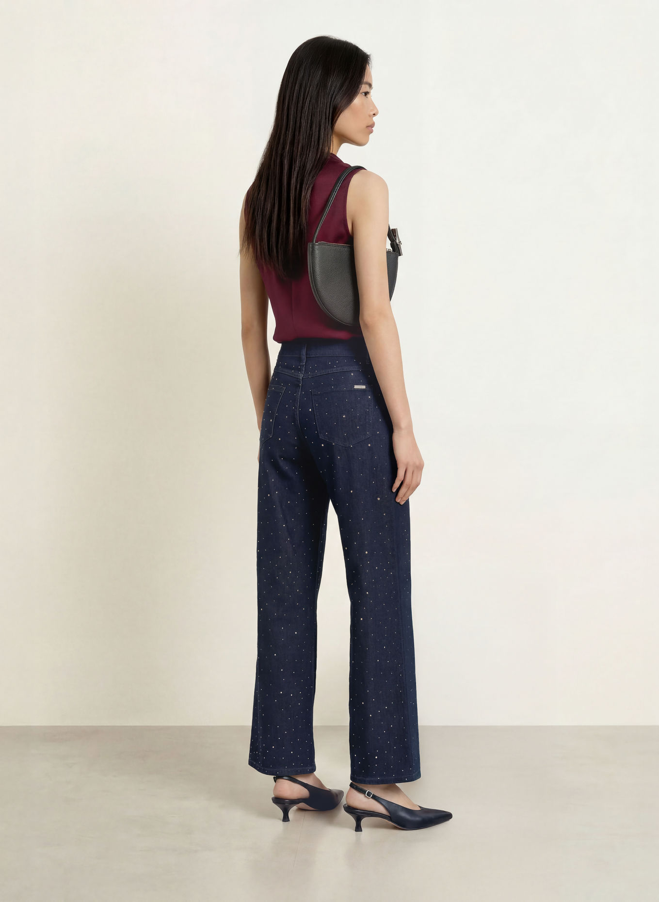 Joseph Ribkoff Wide-Leg jeans with rhinestones: 3302 Dark Denim