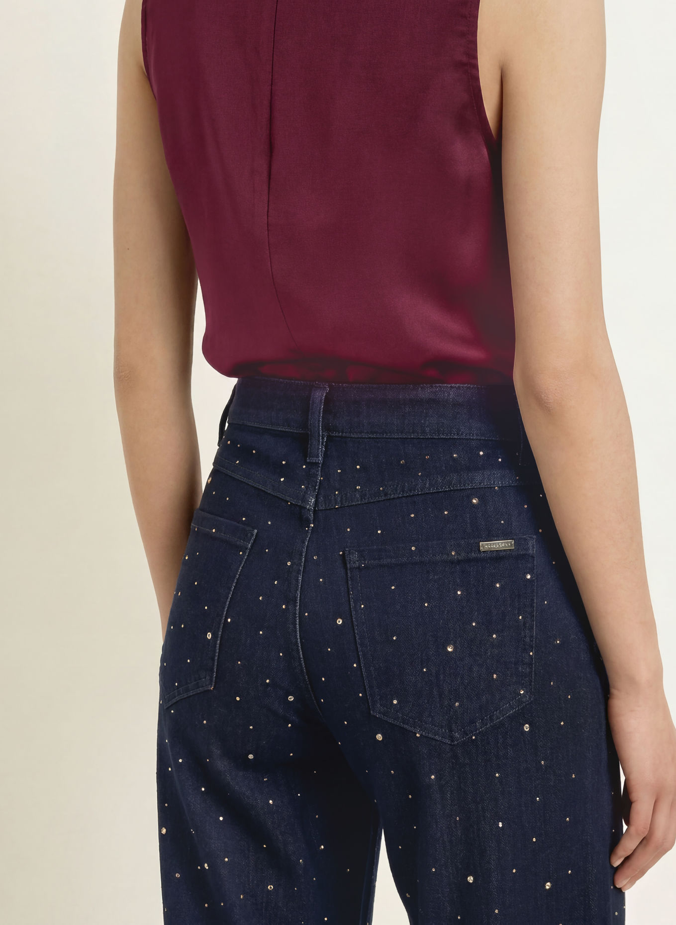 Joseph Ribkoff Wide-Leg jeans with rhinestones: 3302 Dark Denim