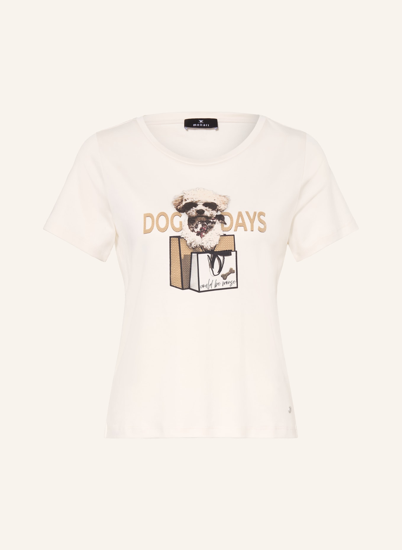 monari T-shirt med strass: ECRU