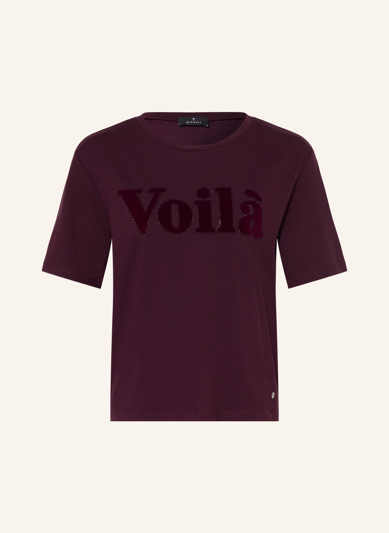 monari T-shirt med strass: MÖRKRÖD