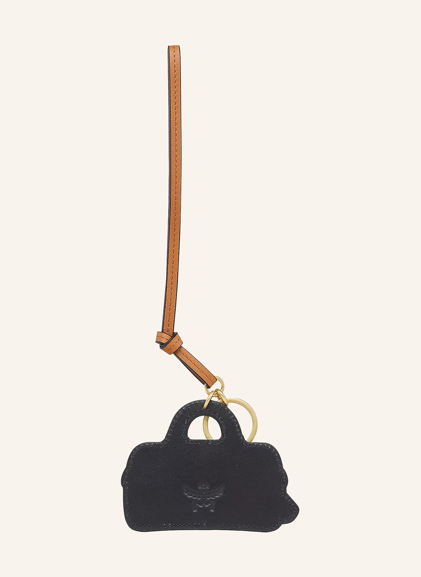 MCM Taschenanhänger: COGNAC / GOLD / SCHWARZ