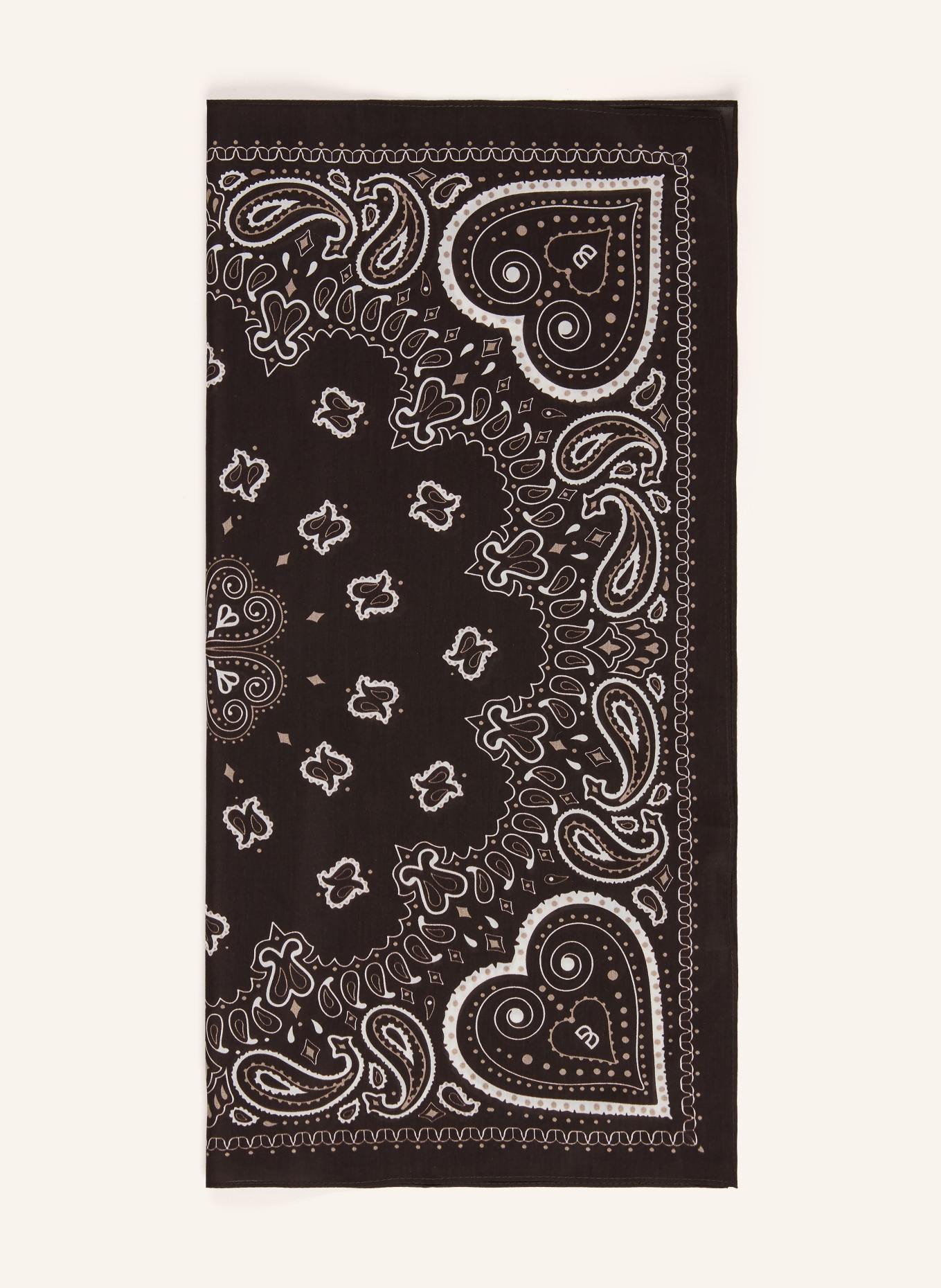 Johann & Johanna Foulard en soie: MARRON FONCÉ / BEIGE / BLANC