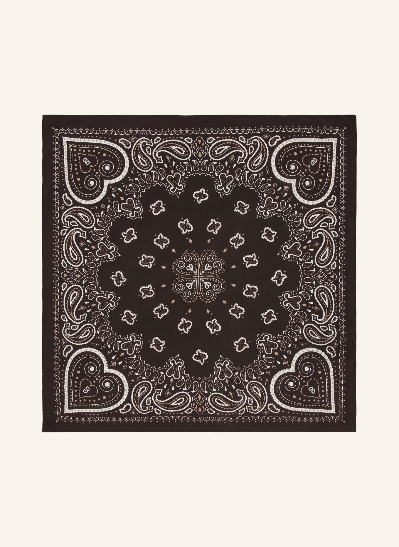 Johann & Johanna Foulard en soie: MARRON FONCÉ / BEIGE / BLANC