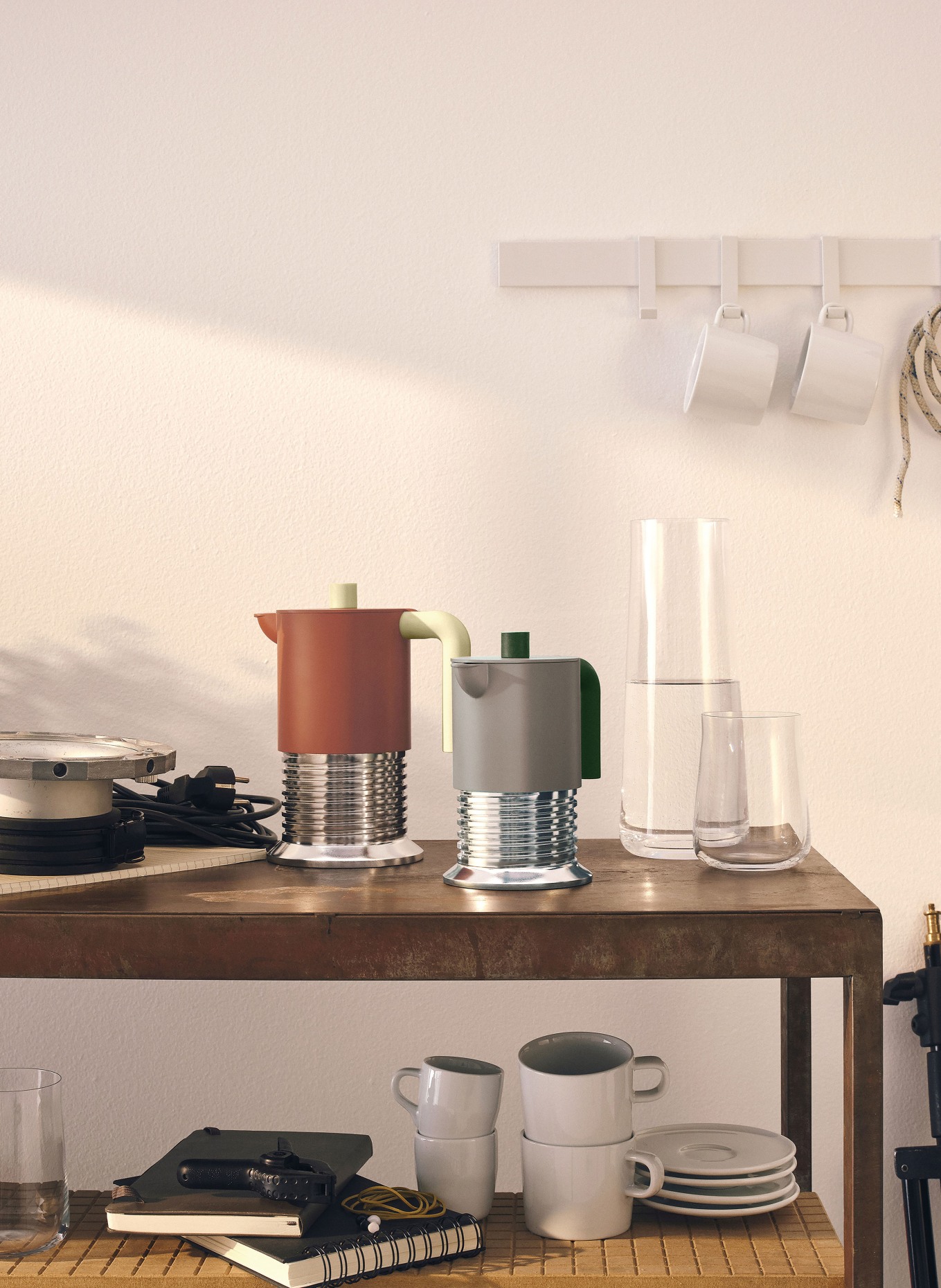 ALESSI VITE Espresso Maker: TAUPE / SILVER